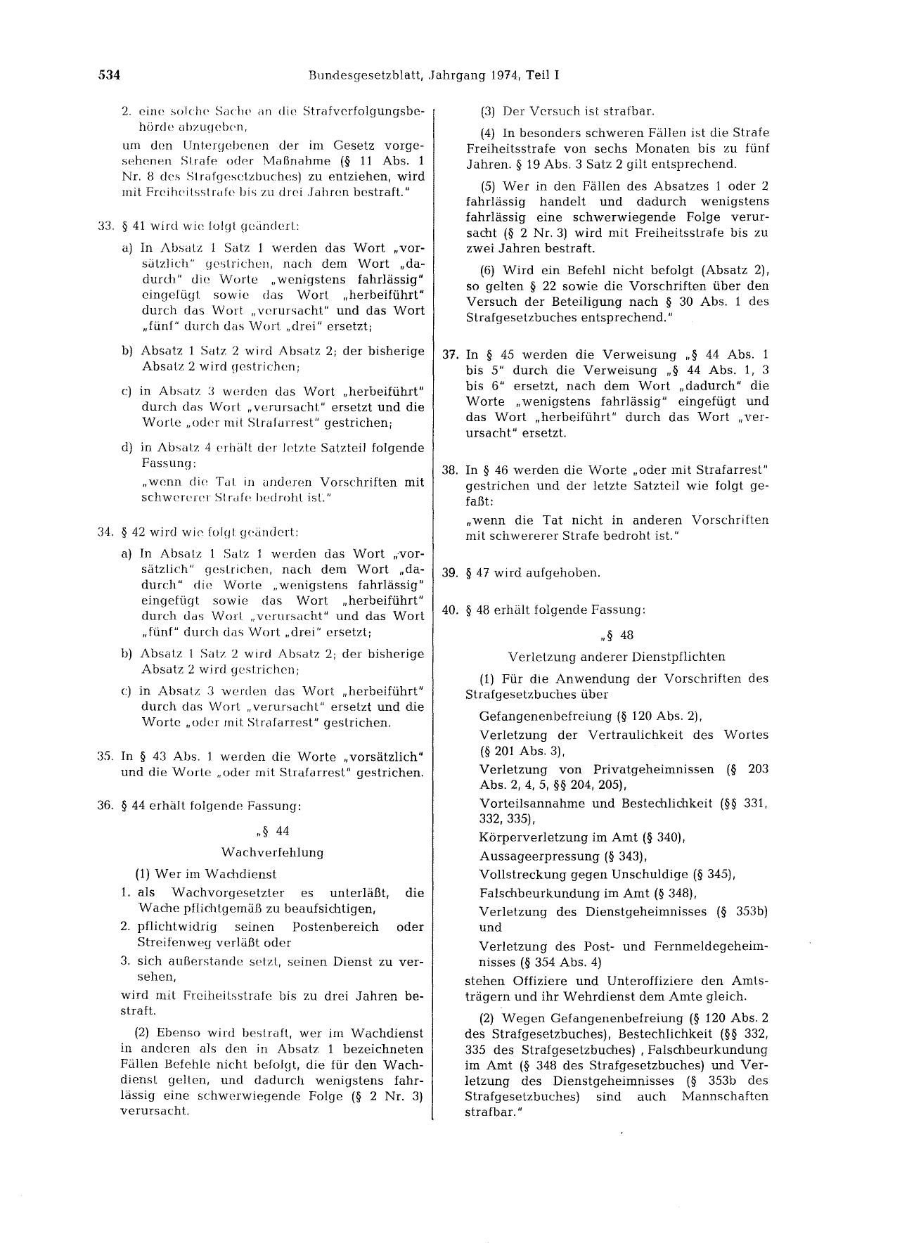 BGBl. 1974, Seite 534 — Originalseite als Abbildung