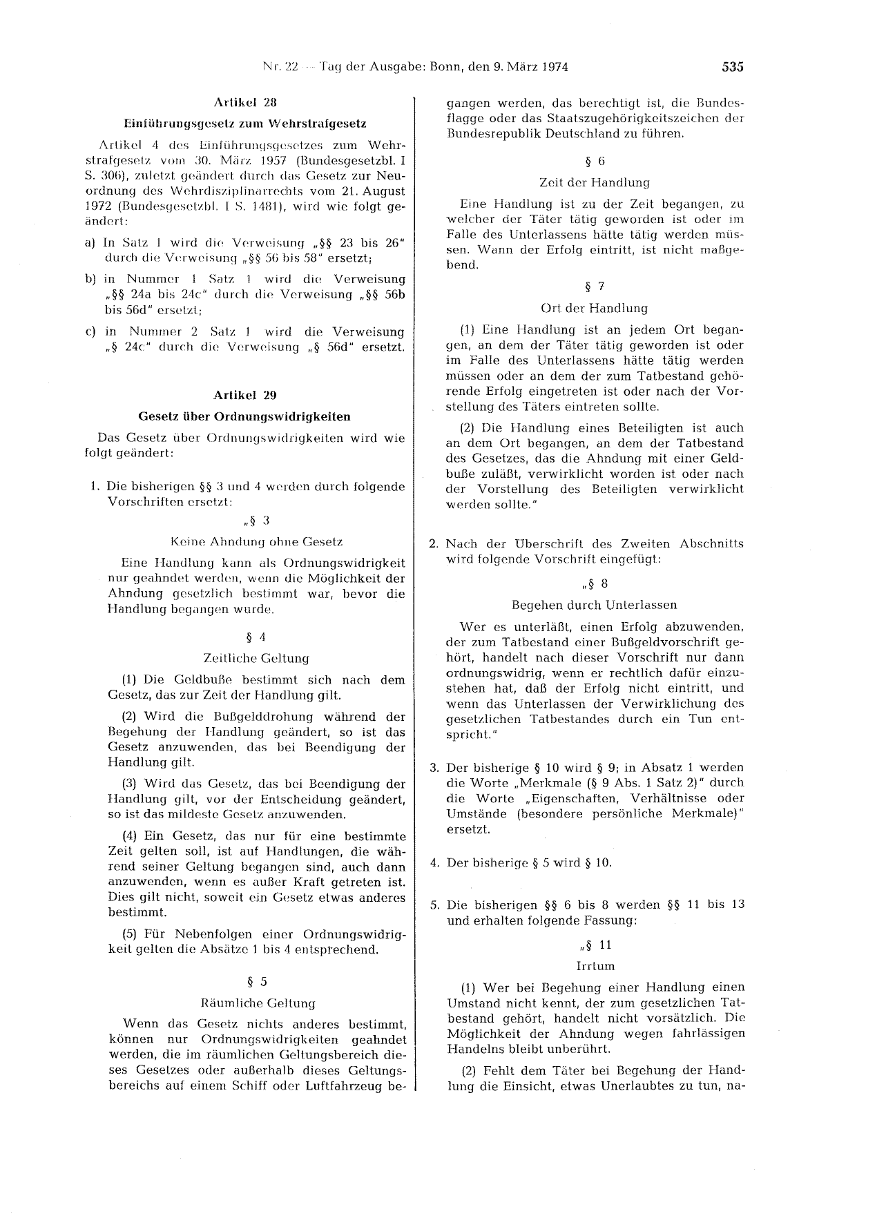 BGBl. 1974, Seite 535 — Originalseite als Abbildung