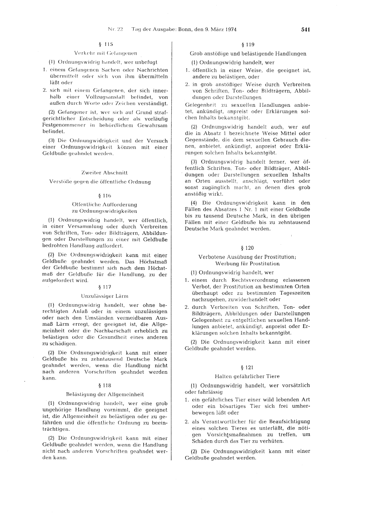 BGBl. 1974, Seite 541 — Originalseite als Abbildung
