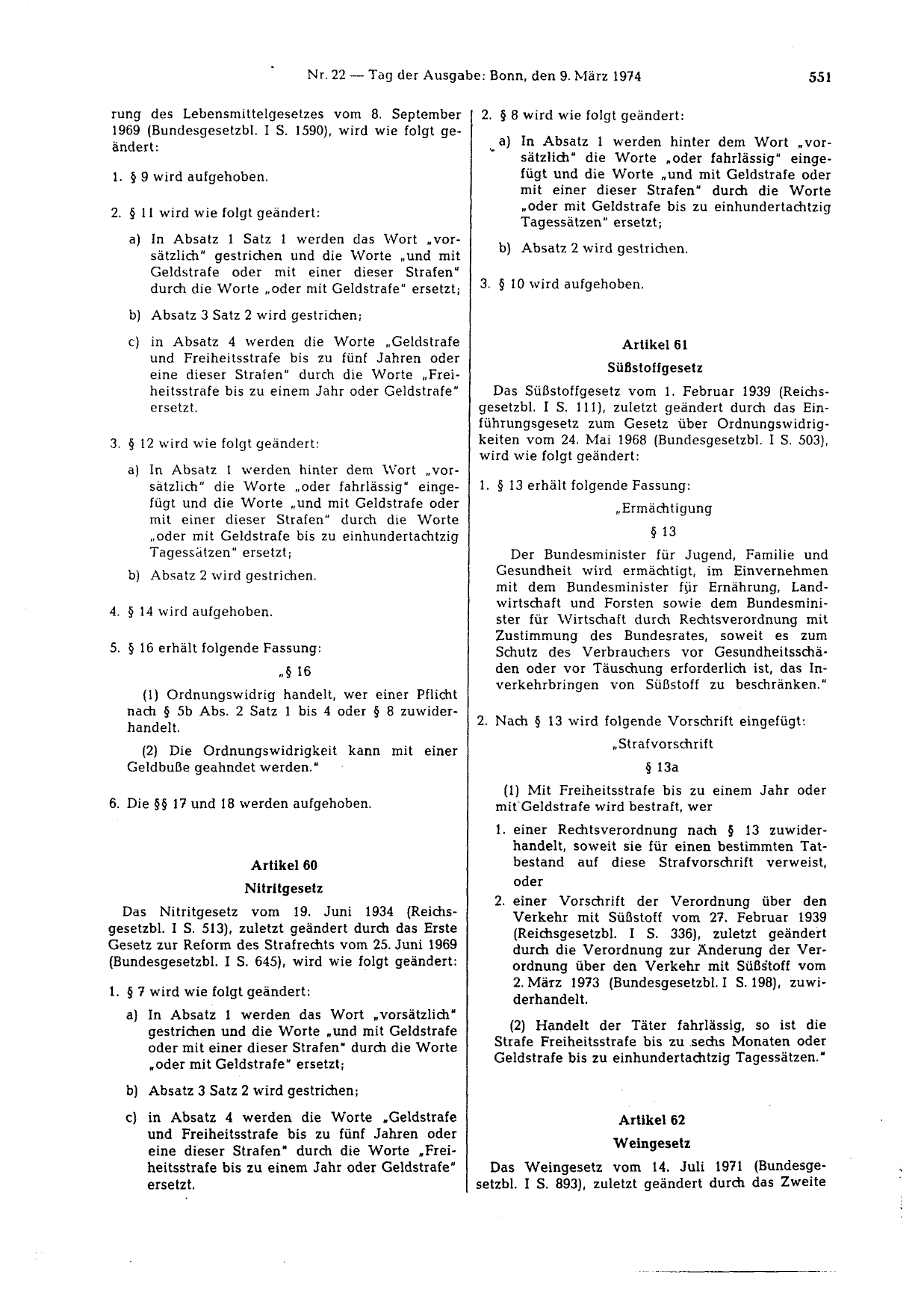 BGBl. 1974, Seite 551 — Originalseite als Abbildung