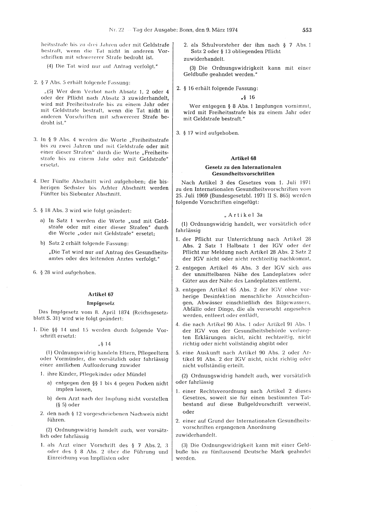 BGBl. 1974, Seite 553 — Originalseite als Abbildung