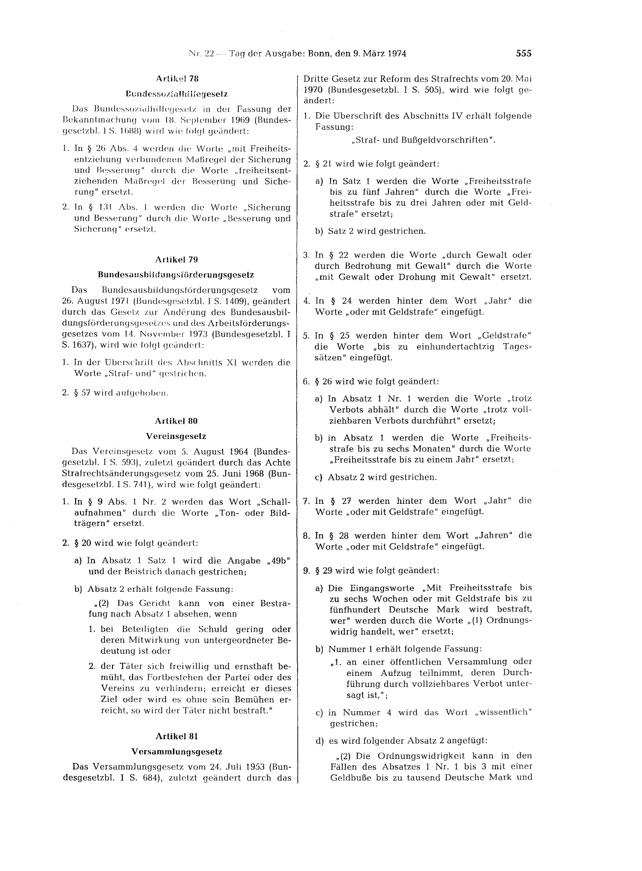 BGBl. 1974, Seite 555 — Originalseite als Abbildung