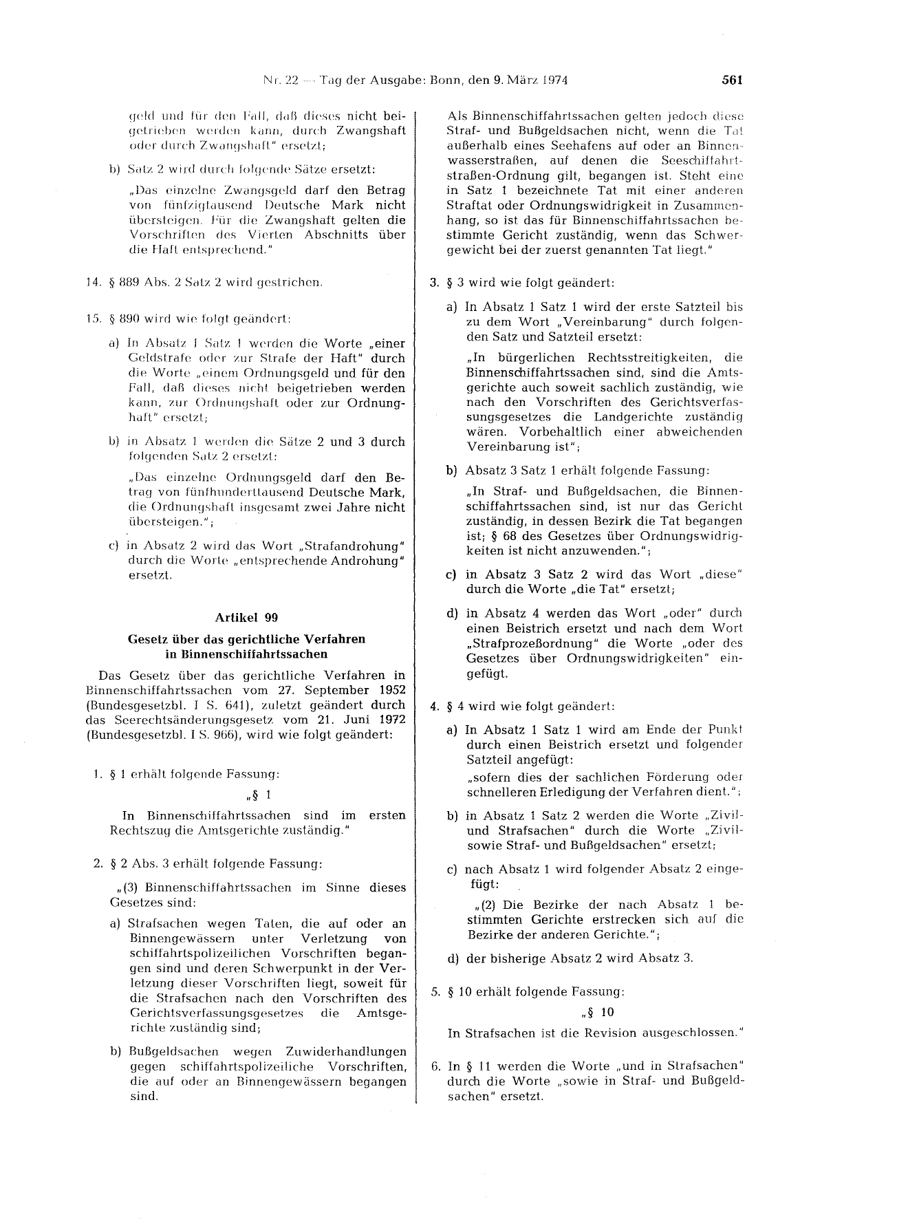 BGBl. 1974, Seite 561 — Originalseite als Abbildung