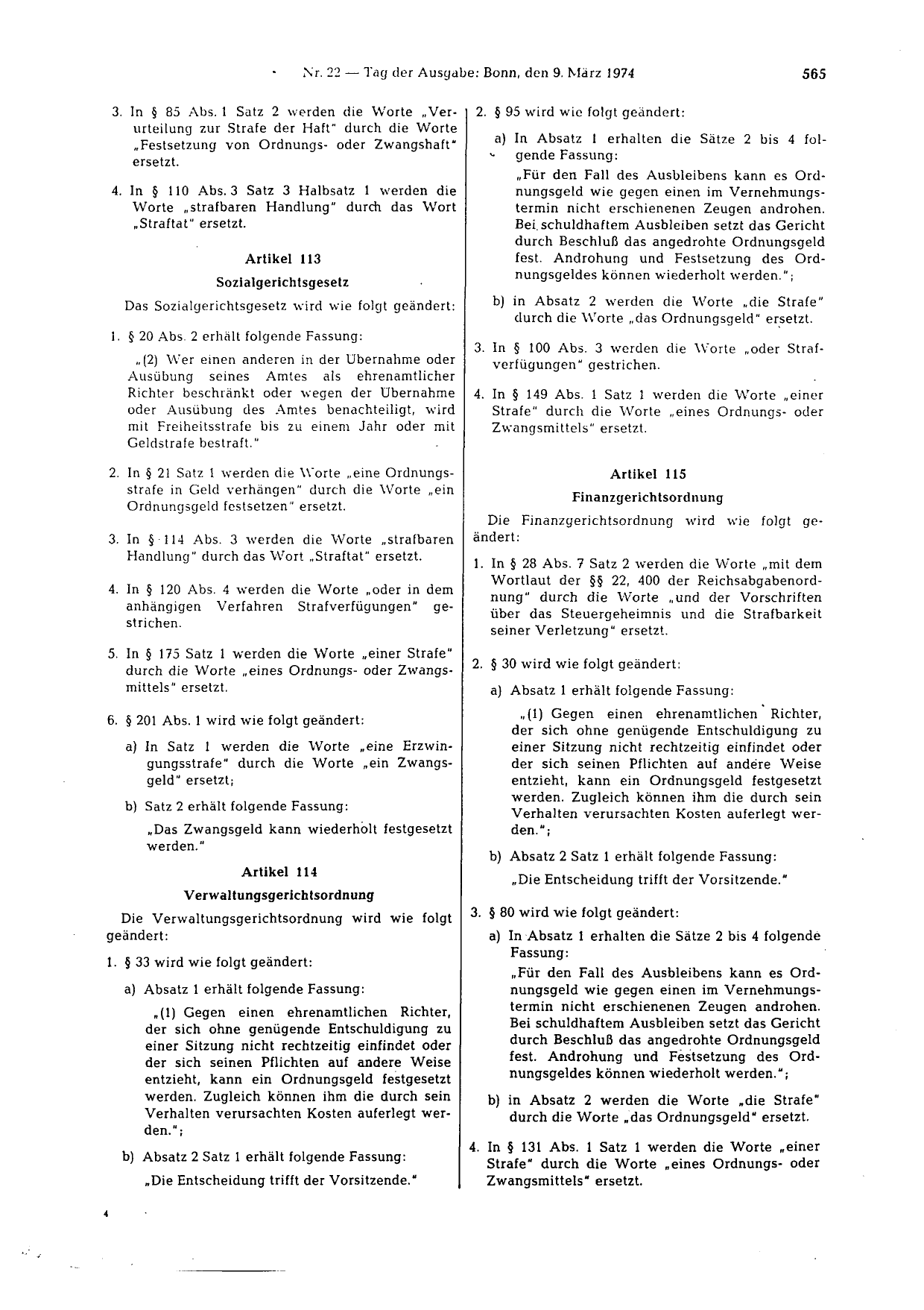 BGBl. 1974, Seite 565 — Originalseite als Abbildung
