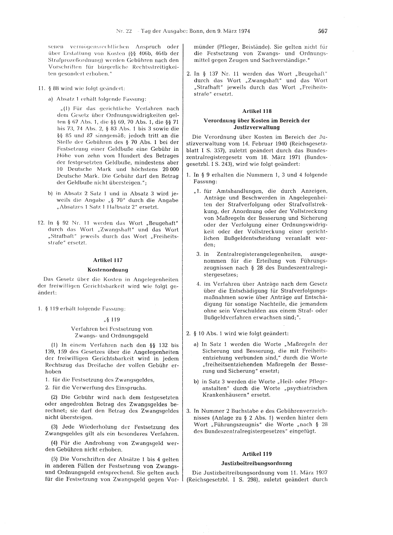 BGBl. 1974, Seite 567 — Originalseite als Abbildung