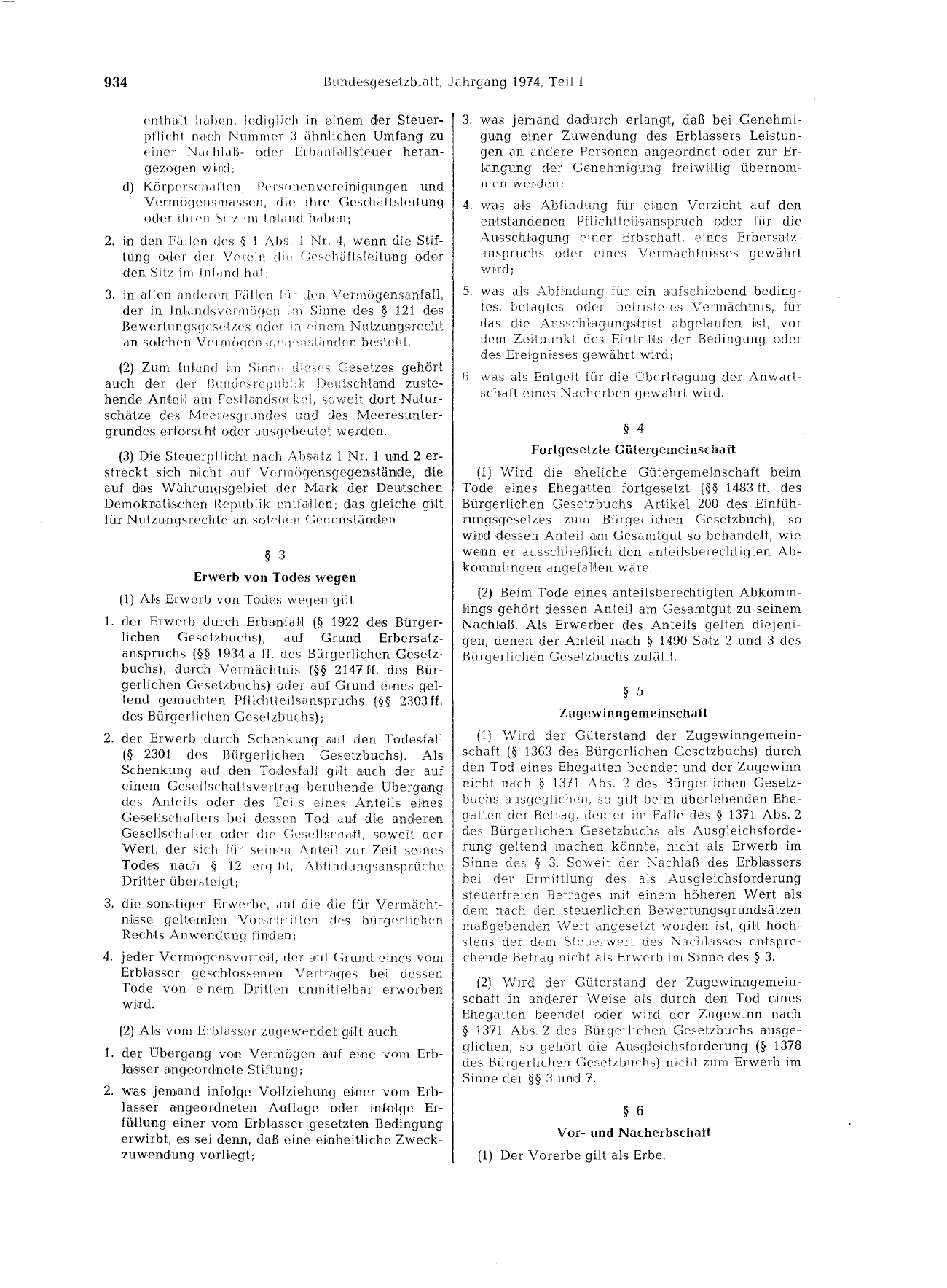 BGBl. 1974, Seite 934 — Originalseite als Abbildung