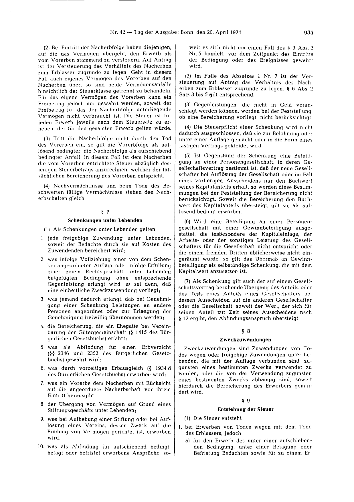 BGBl. 1974, Seite 935 — Originalseite als Abbildung