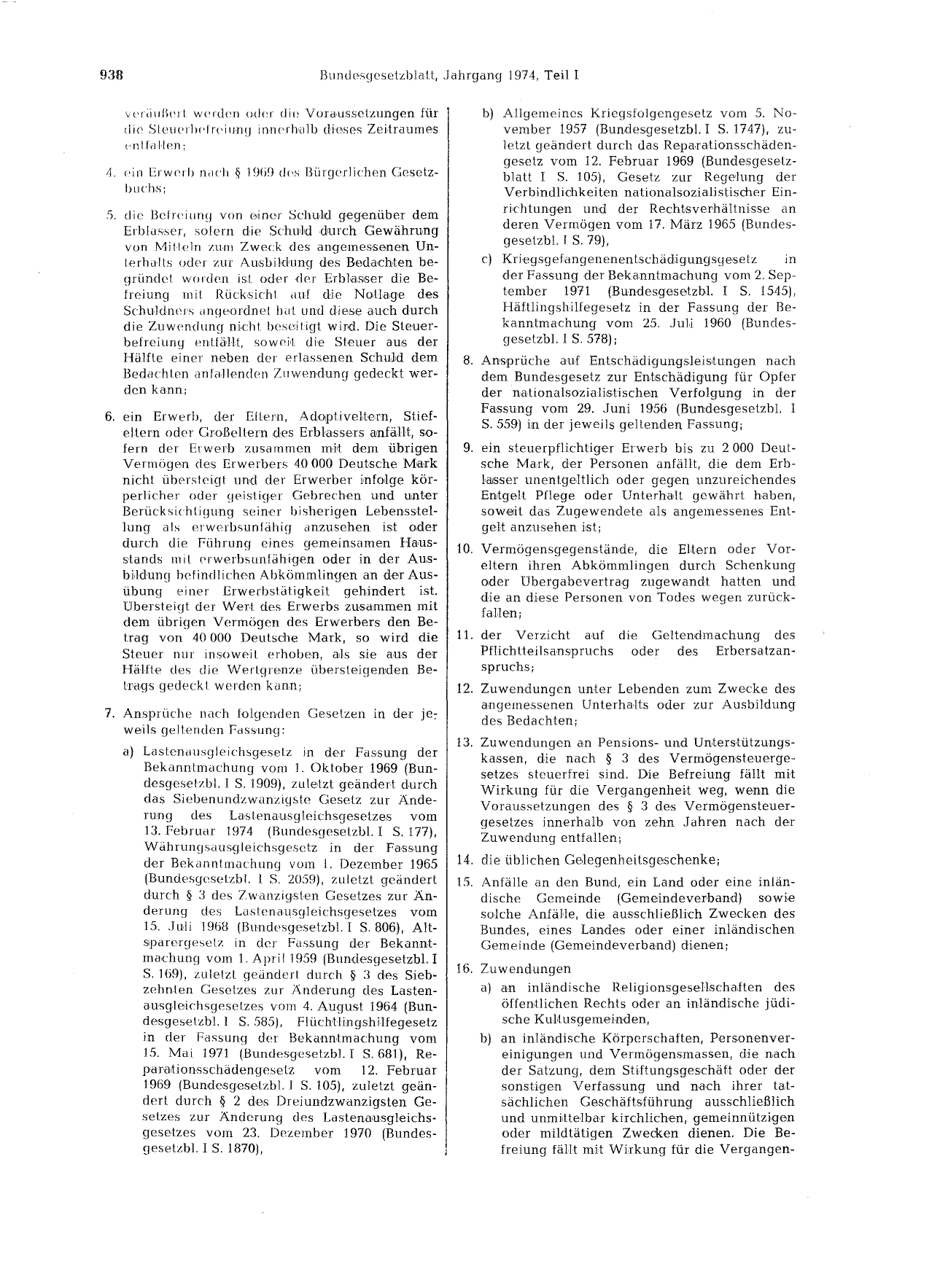 BGBl. 1974, Seite 938 — Originalseite als Abbildung