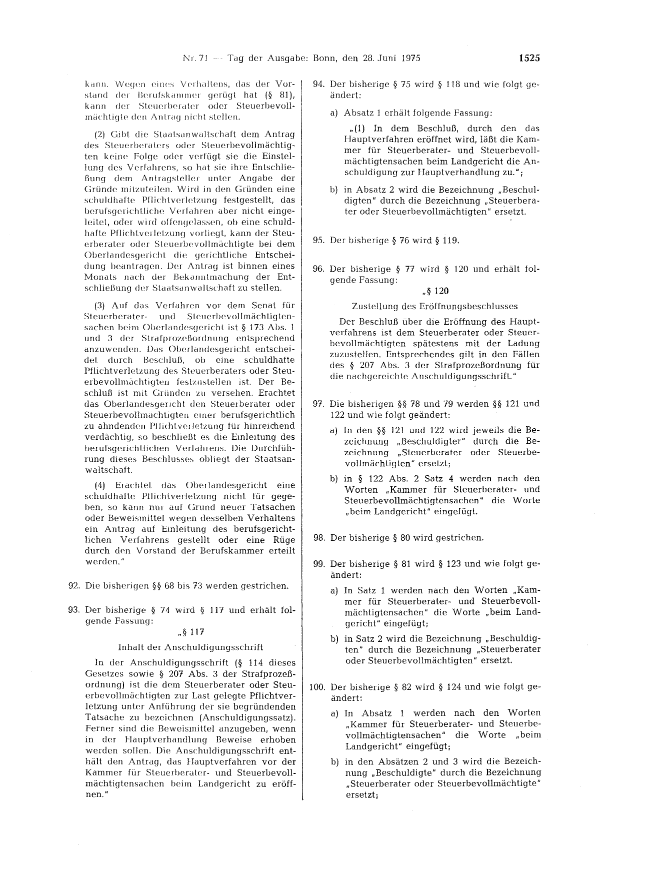 BGBl. 1975, Seite 1525 — Originalseite als Abbildung