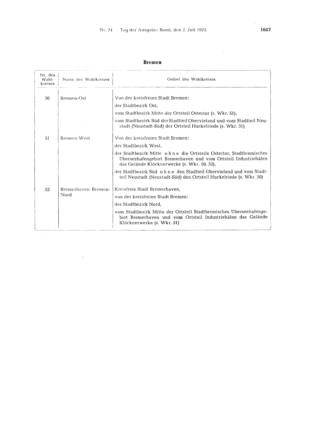 BGBl. 1975, Seite 1607 — Originalseite als Abbildung