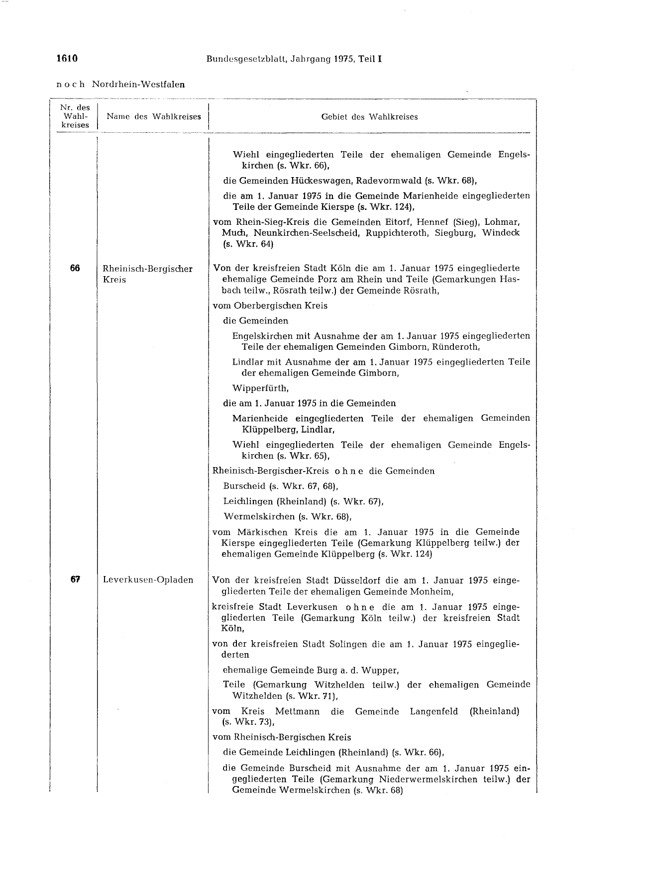 BGBl. 1975, Seite 1610 — Originalseite als Abbildung
