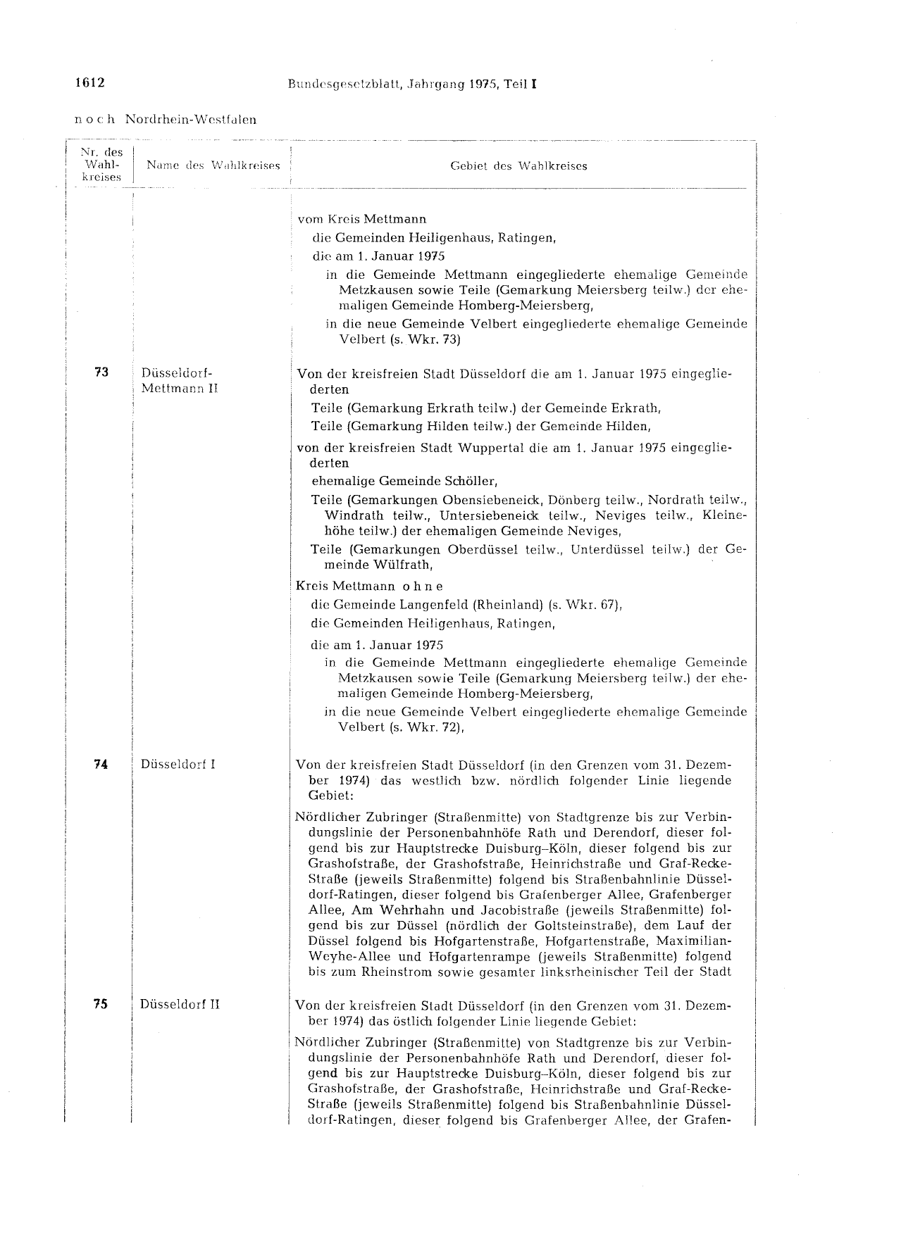 BGBl. 1975, Seite 1612 — Originalseite als Abbildung