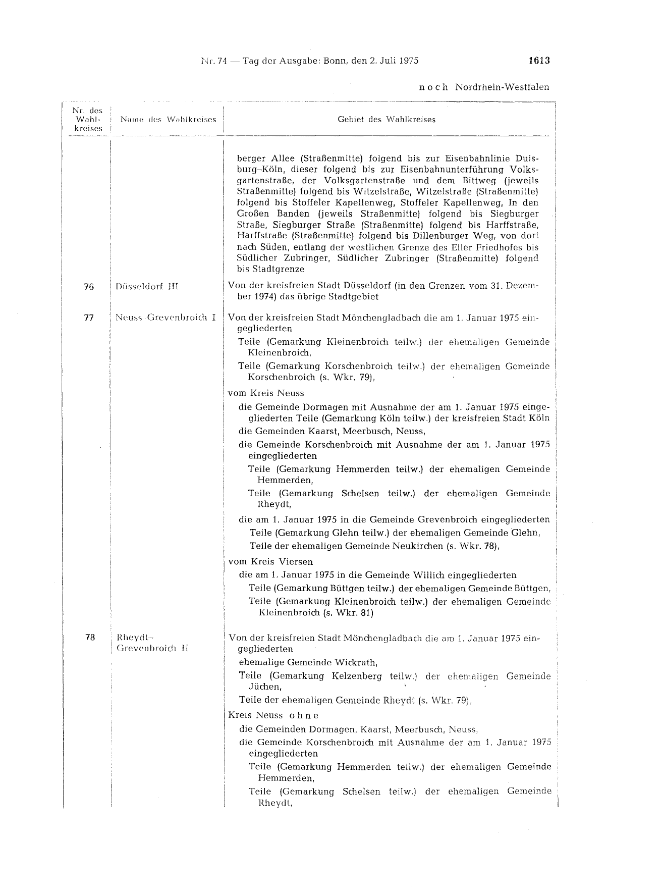 BGBl. 1975, Seite 1613 — Originalseite als Abbildung