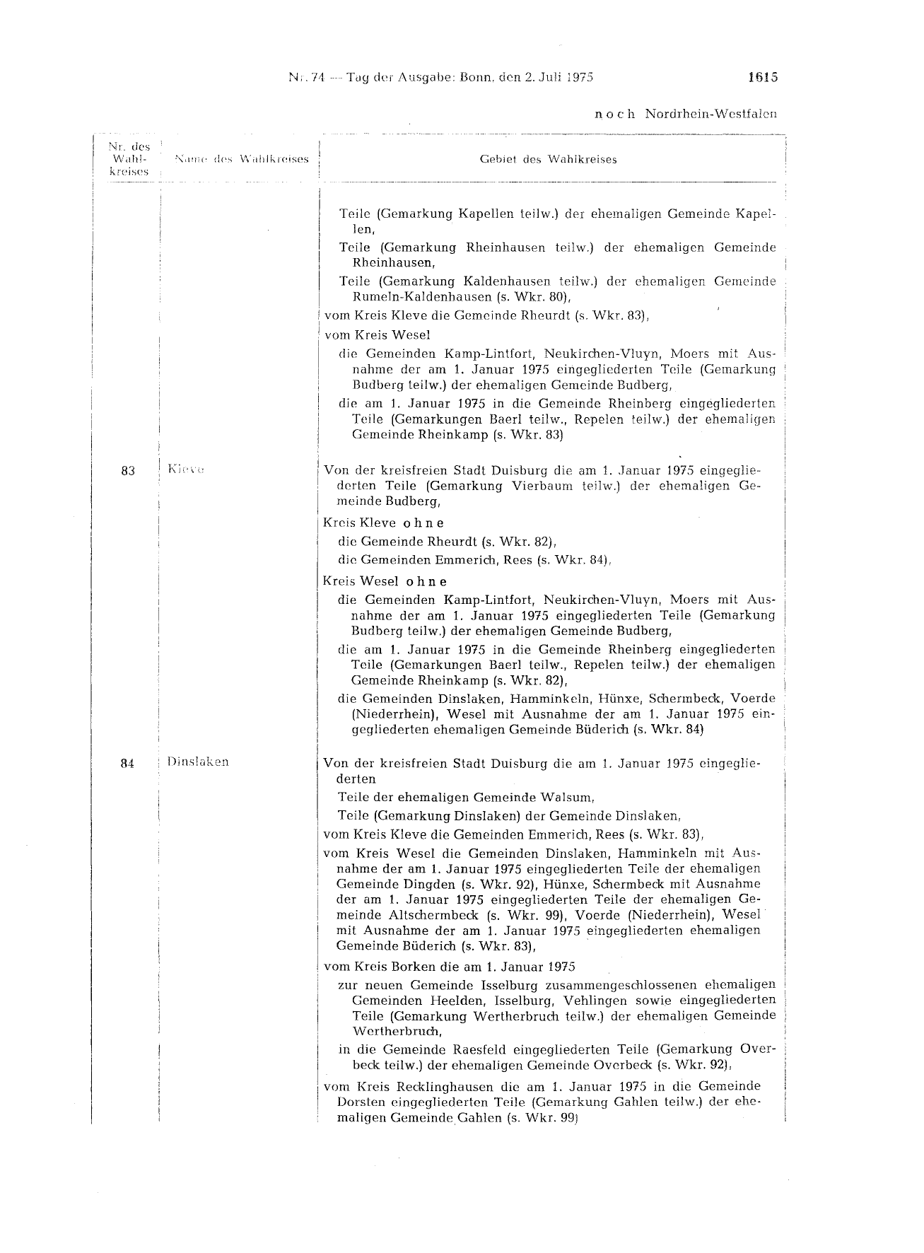 BGBl. 1975, Seite 1615 — Originalseite als Abbildung