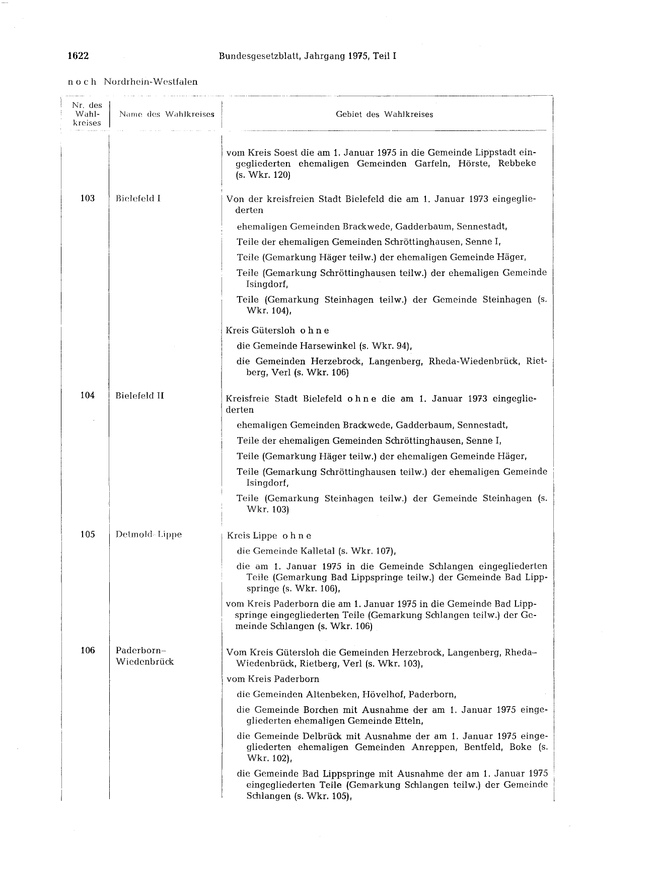 BGBl. 1975, Seite 1622 — Originalseite als Abbildung