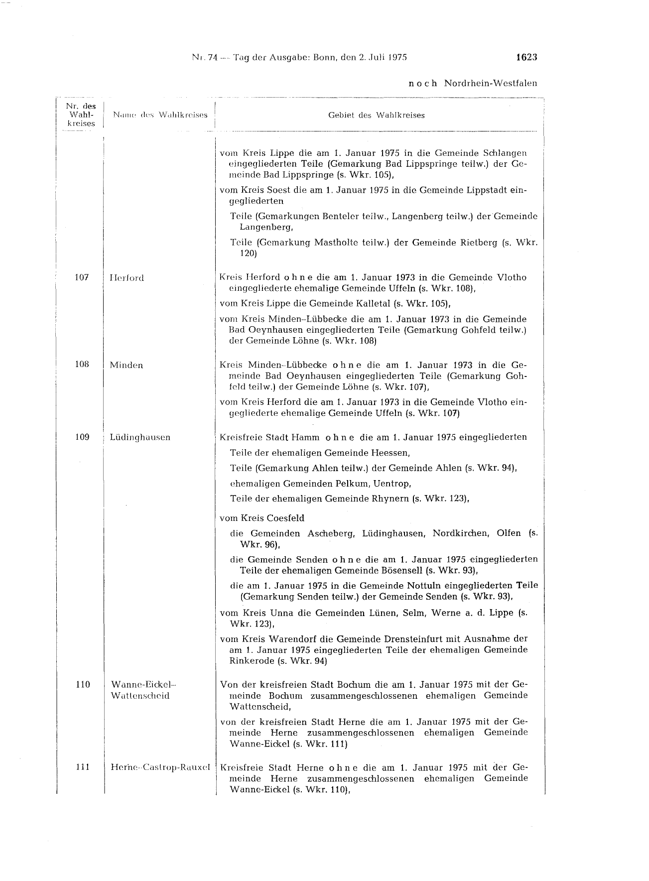 BGBl. 1975, Seite 1623 — Originalseite als Abbildung