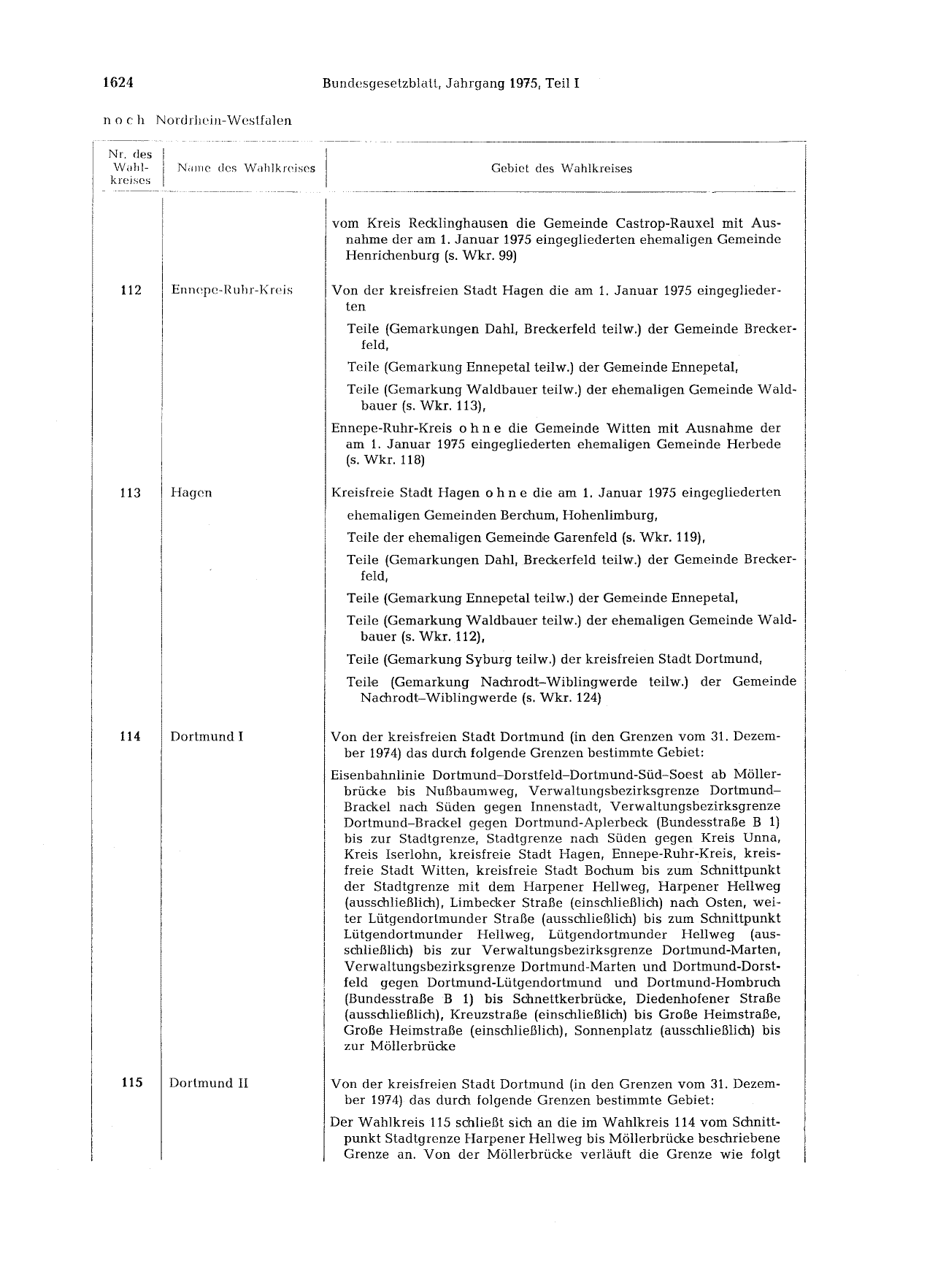 BGBl. 1975, Seite 1624 — Originalseite als Abbildung
