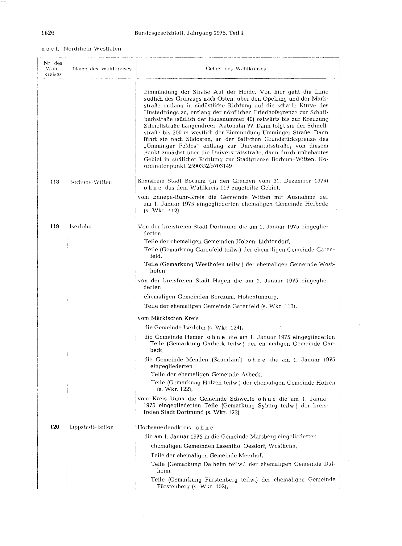 BGBl. 1975, Seite 1626 — Originalseite als Abbildung