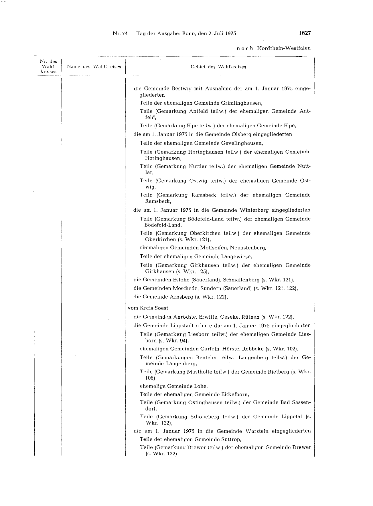 BGBl. 1975, Seite 1627 — Originalseite als Abbildung