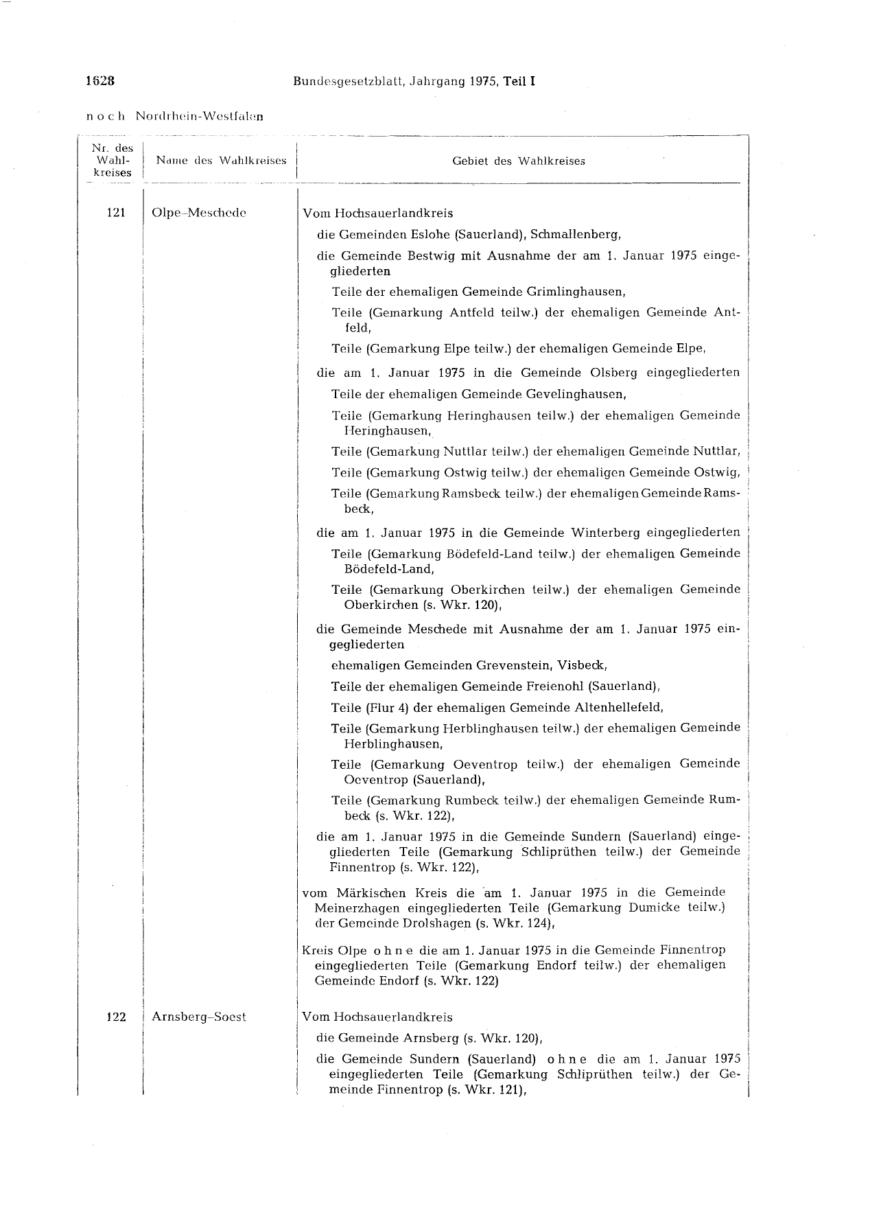 BGBl. 1975, Seite 1628 — Originalseite als Abbildung