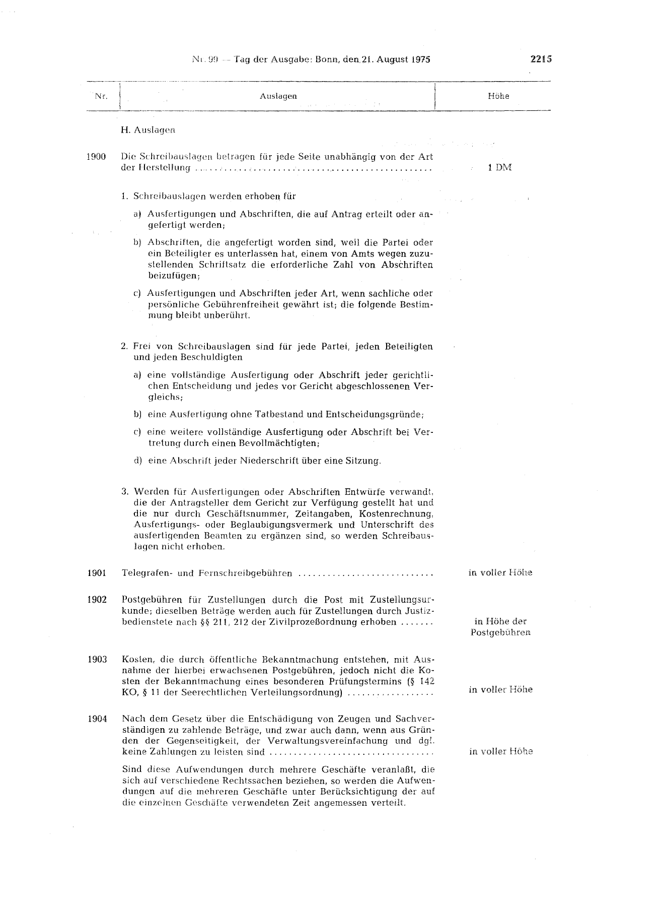 BGBl. 1975, Seite 2215 — Originalseite als Abbildung