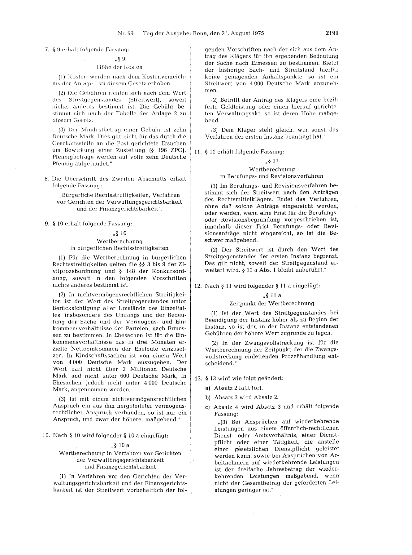 BGBl. 1975, Seite 2191 — Originalseite als Abbildung