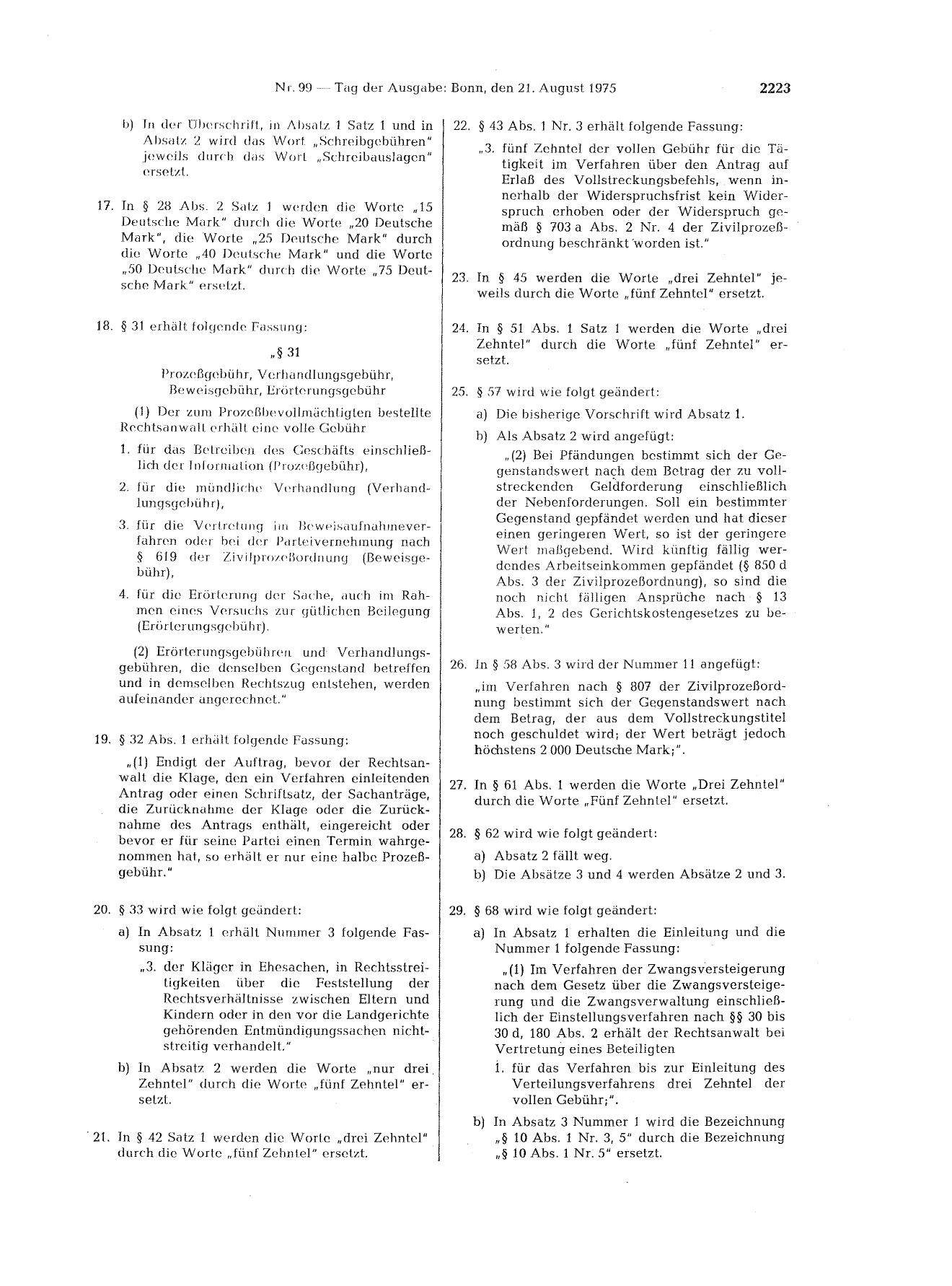 BGBl. 1975, Seite 2223 — Originalseite als Abbildung
