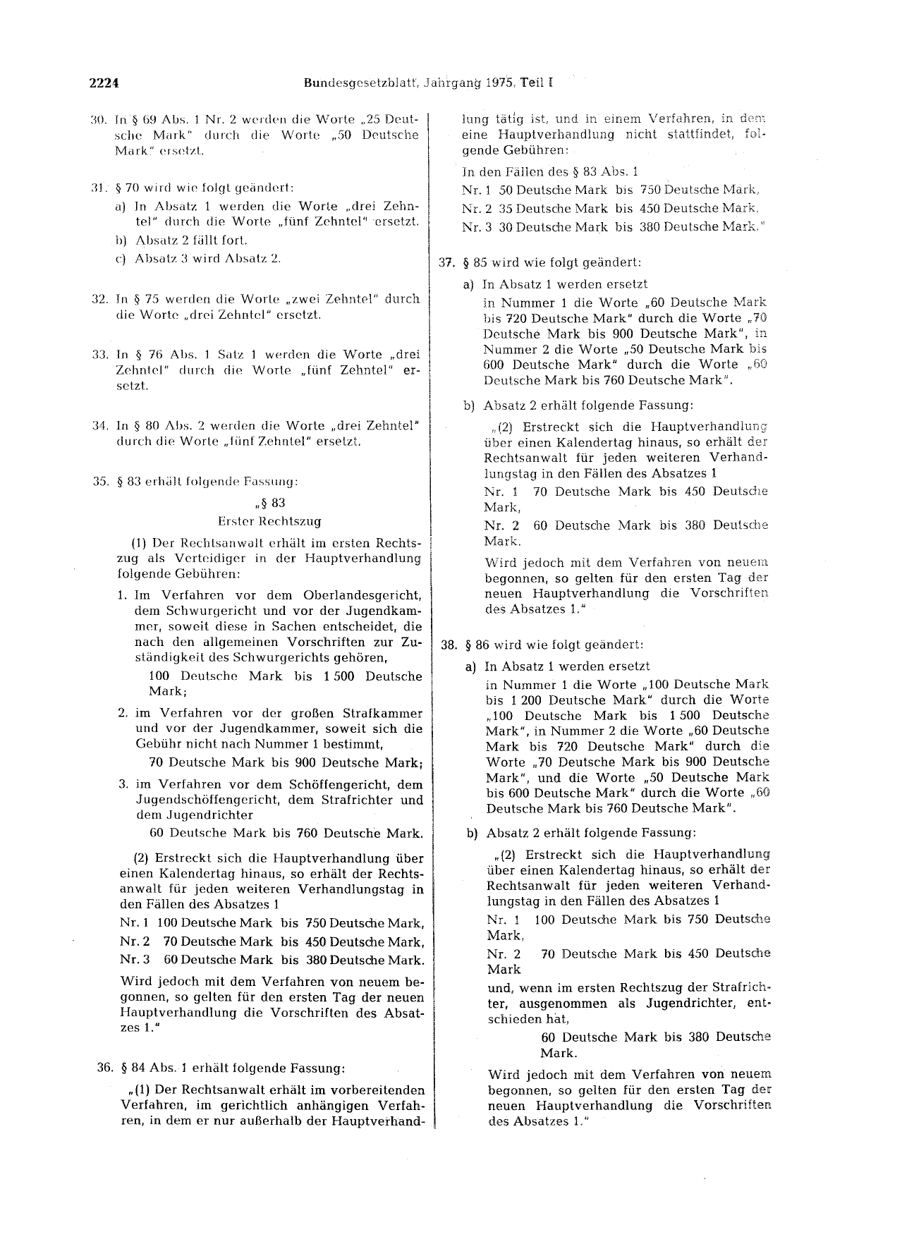 BGBl. 1975, Seite 2224 — Originalseite als Abbildung