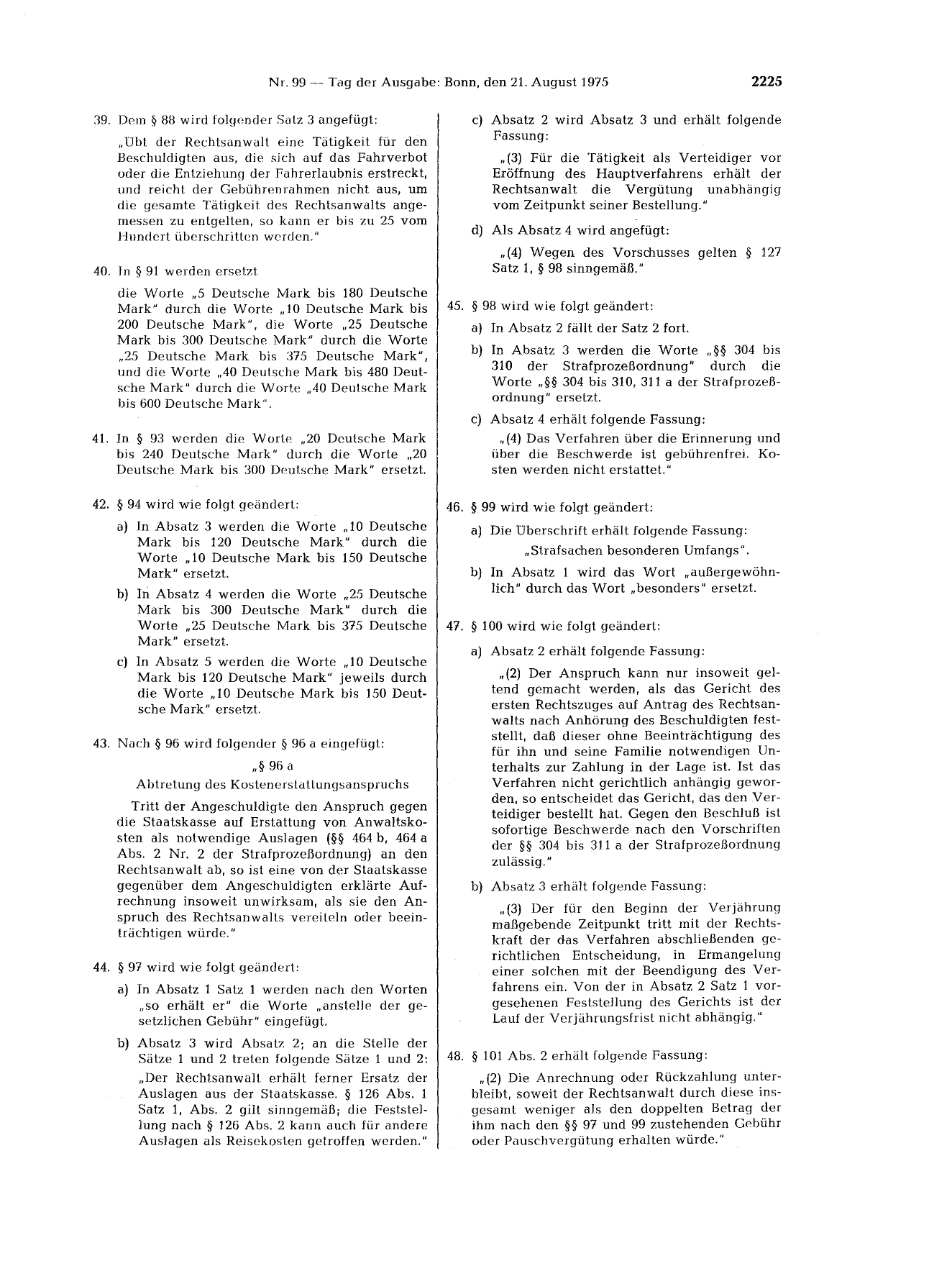 BGBl. 1975, Seite 2225 — Originalseite als Abbildung