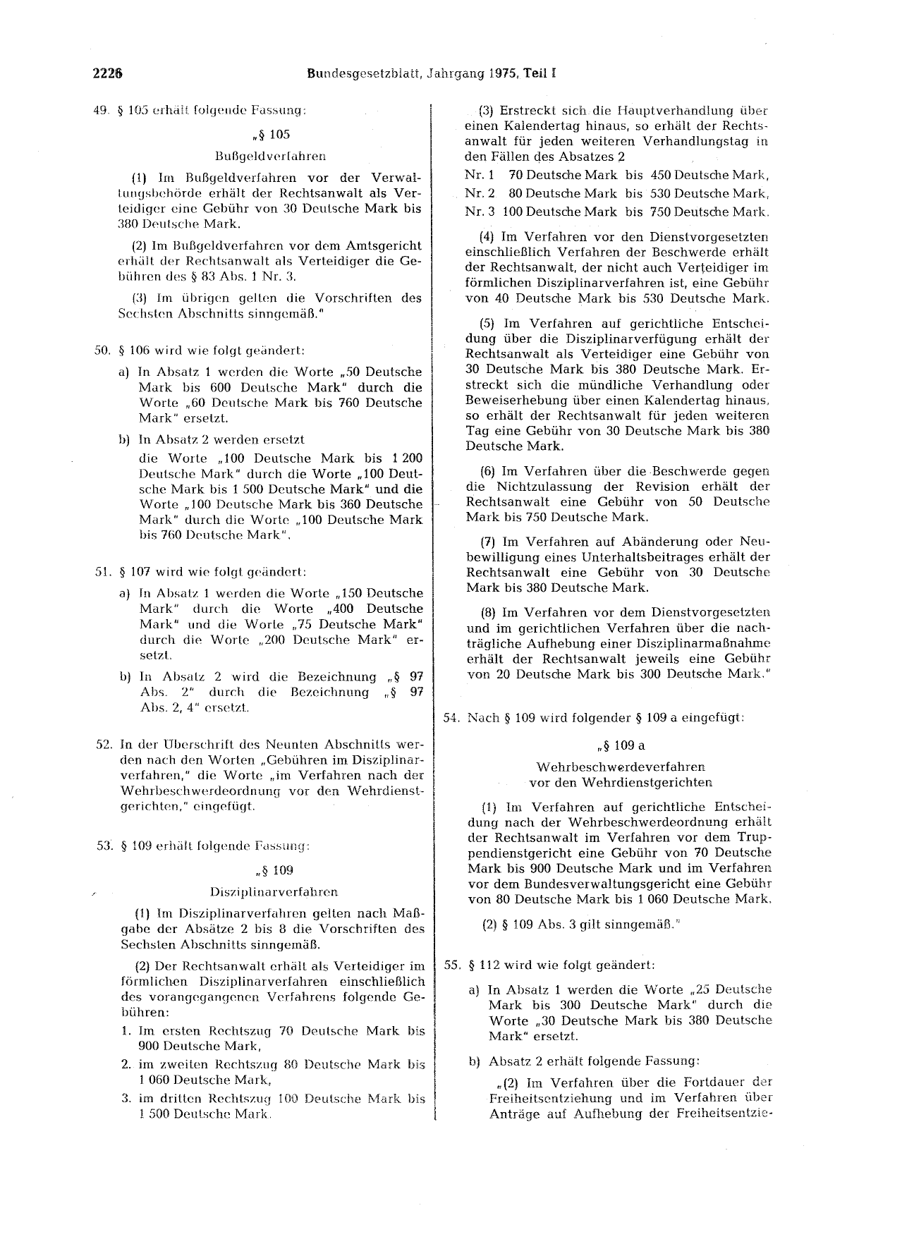 BGBl. 1975, Seite 2226 — Originalseite als Abbildung