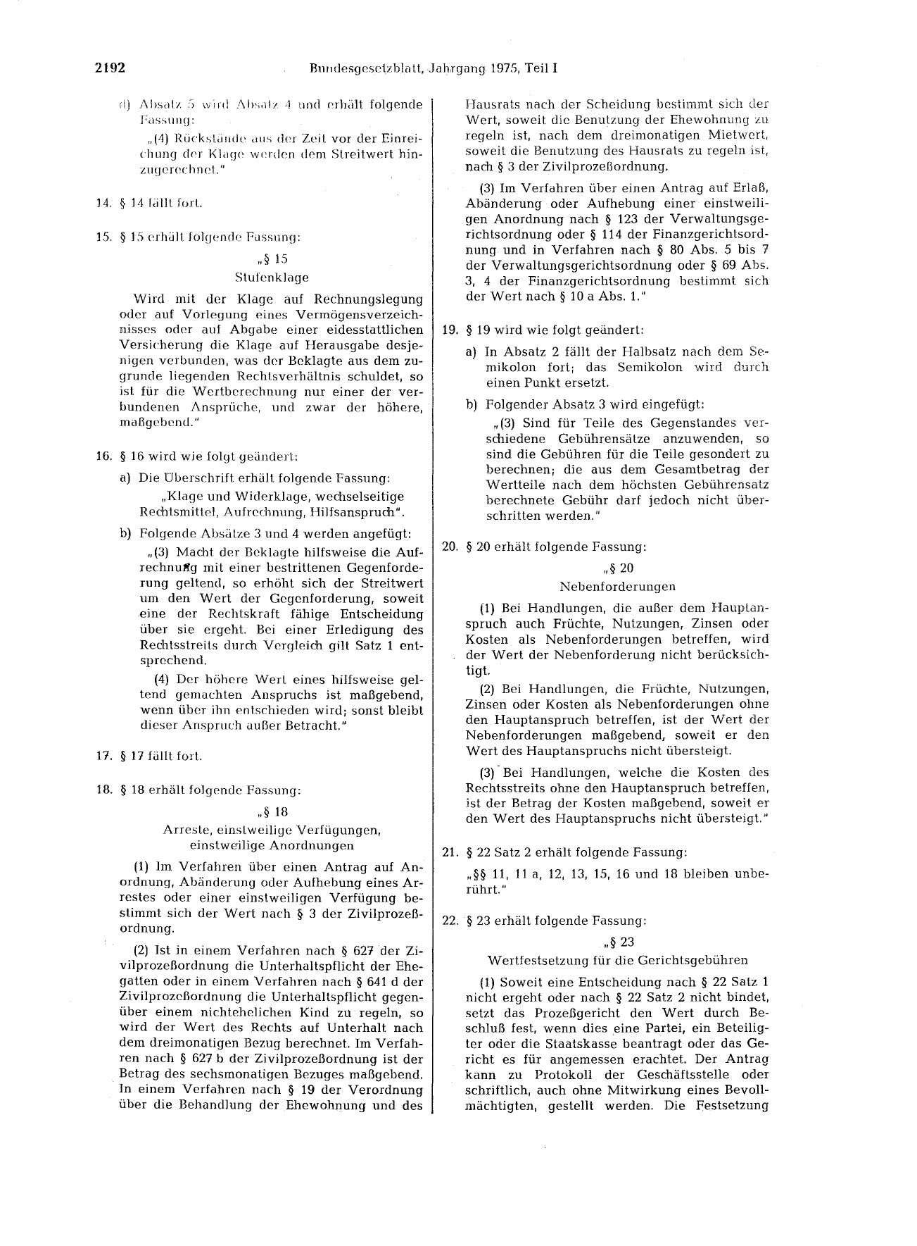 BGBl. 1975, Seite 2192 — Originalseite als Abbildung