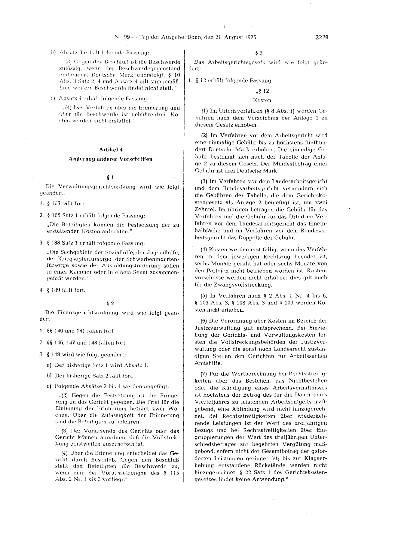 BGBl. 1975, Seite 2229 — Originalseite als Abbildung
