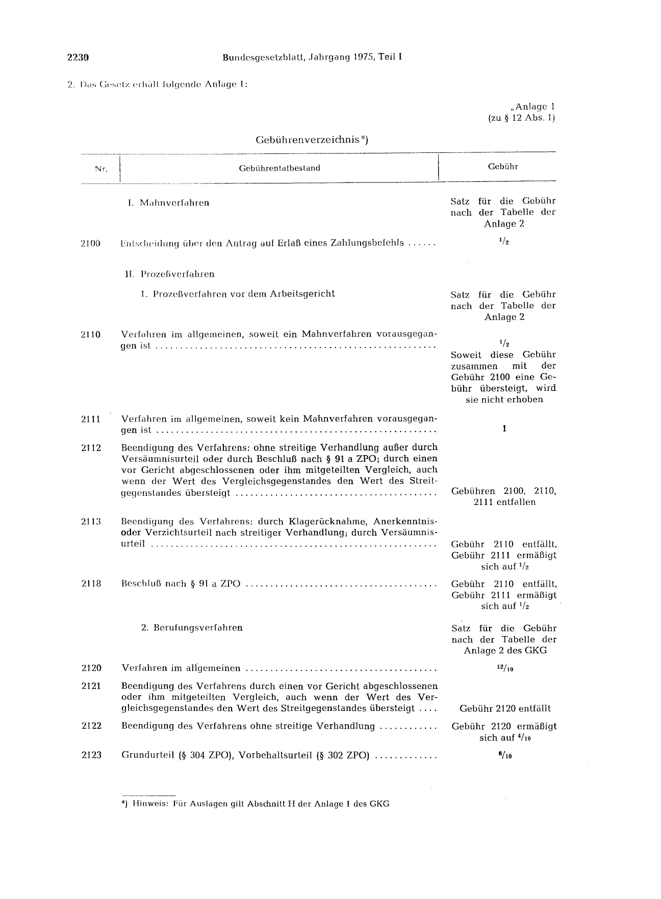 BGBl. 1975, Seite 2230 — Originalseite als Abbildung