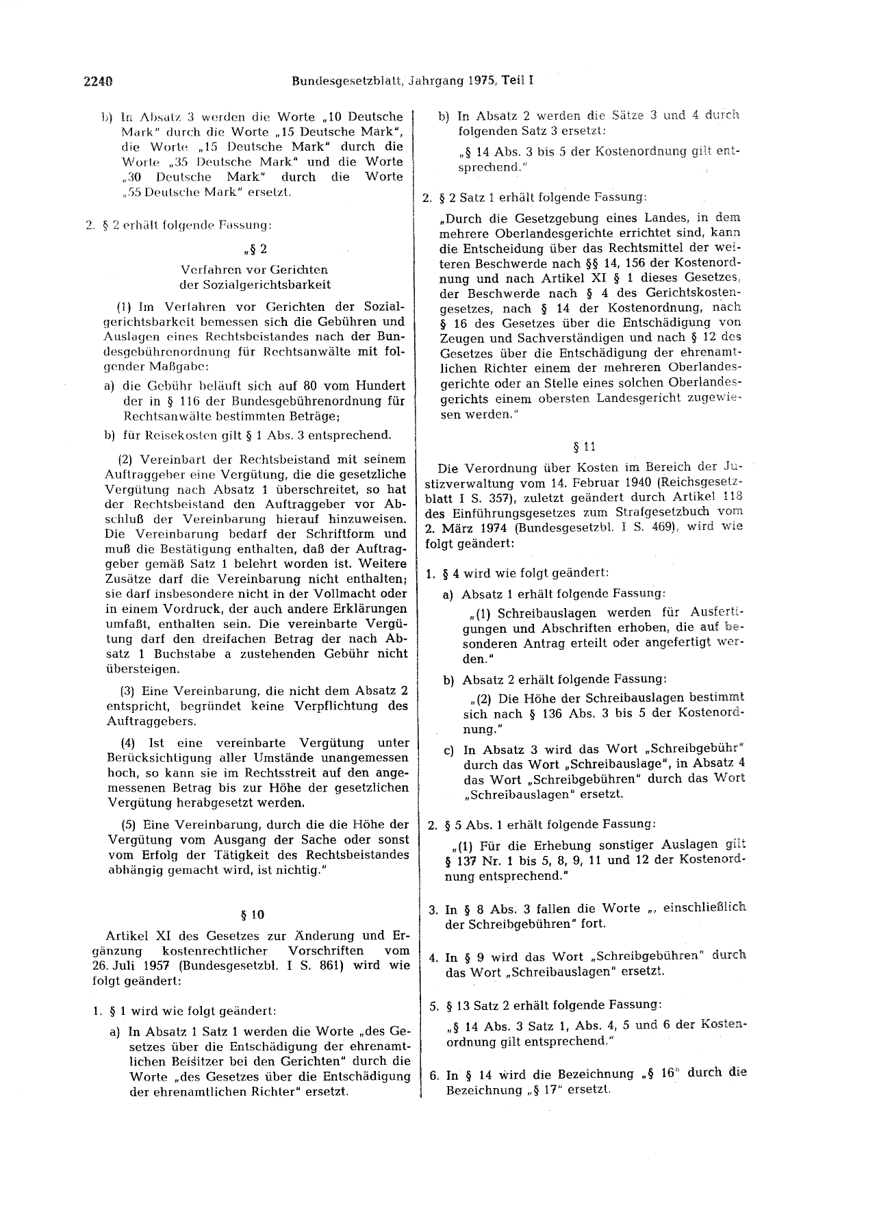 BGBl. 1975, Seite 2240 — Originalseite als Abbildung