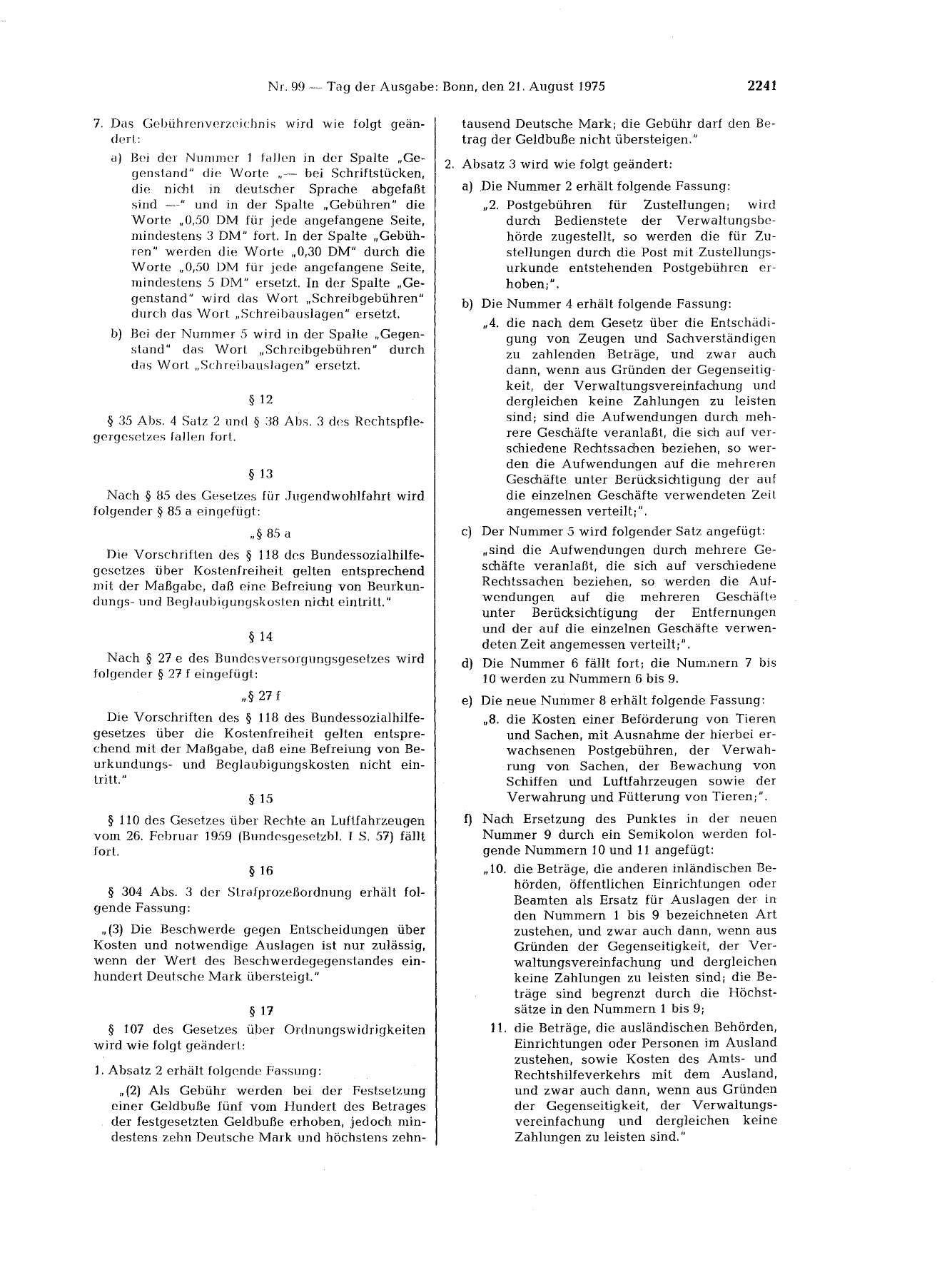 BGBl. 1975, Seite 2241 — Originalseite als Abbildung