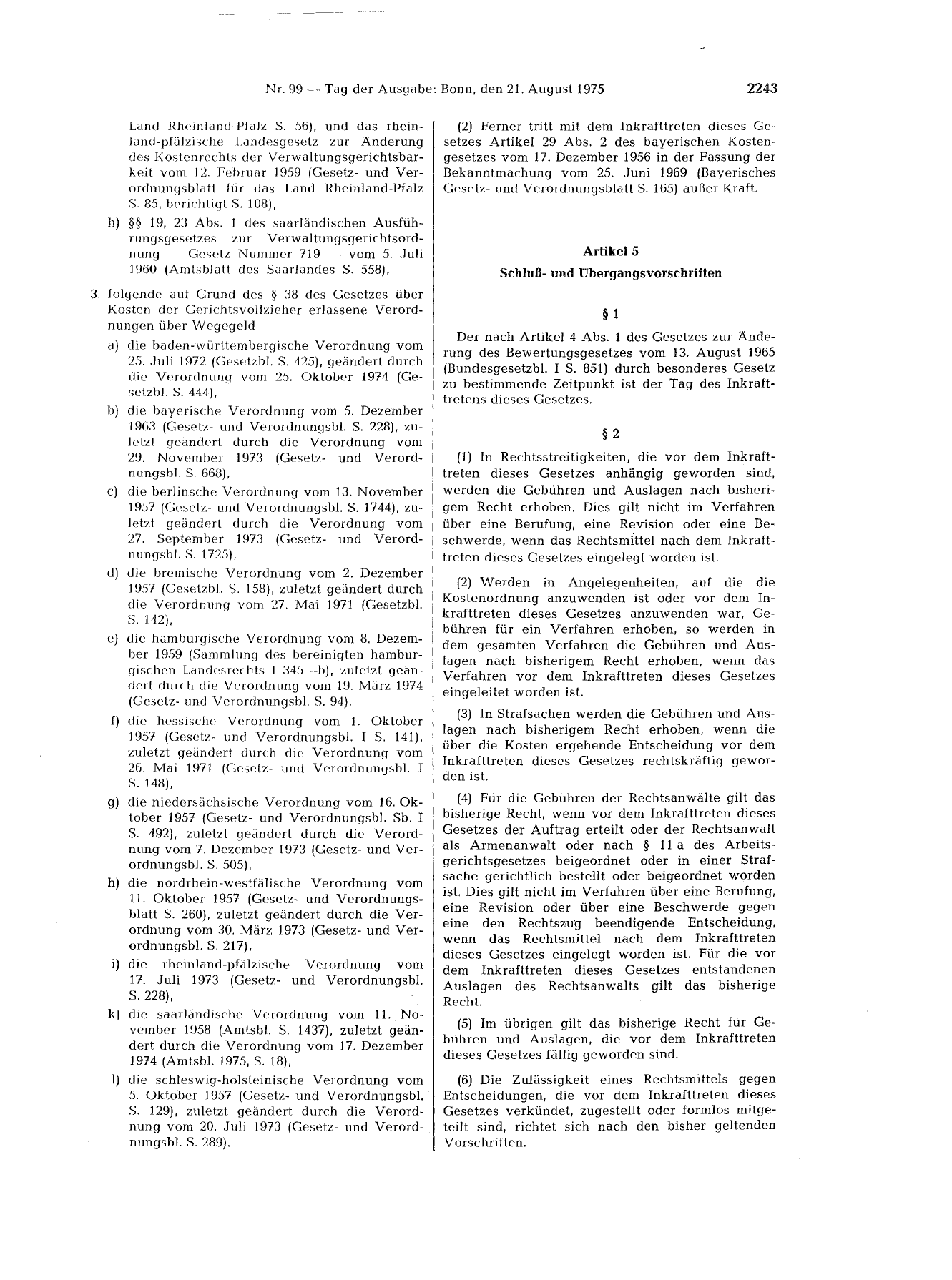 BGBl. 1975, Seite 2243 — Originalseite als Abbildung