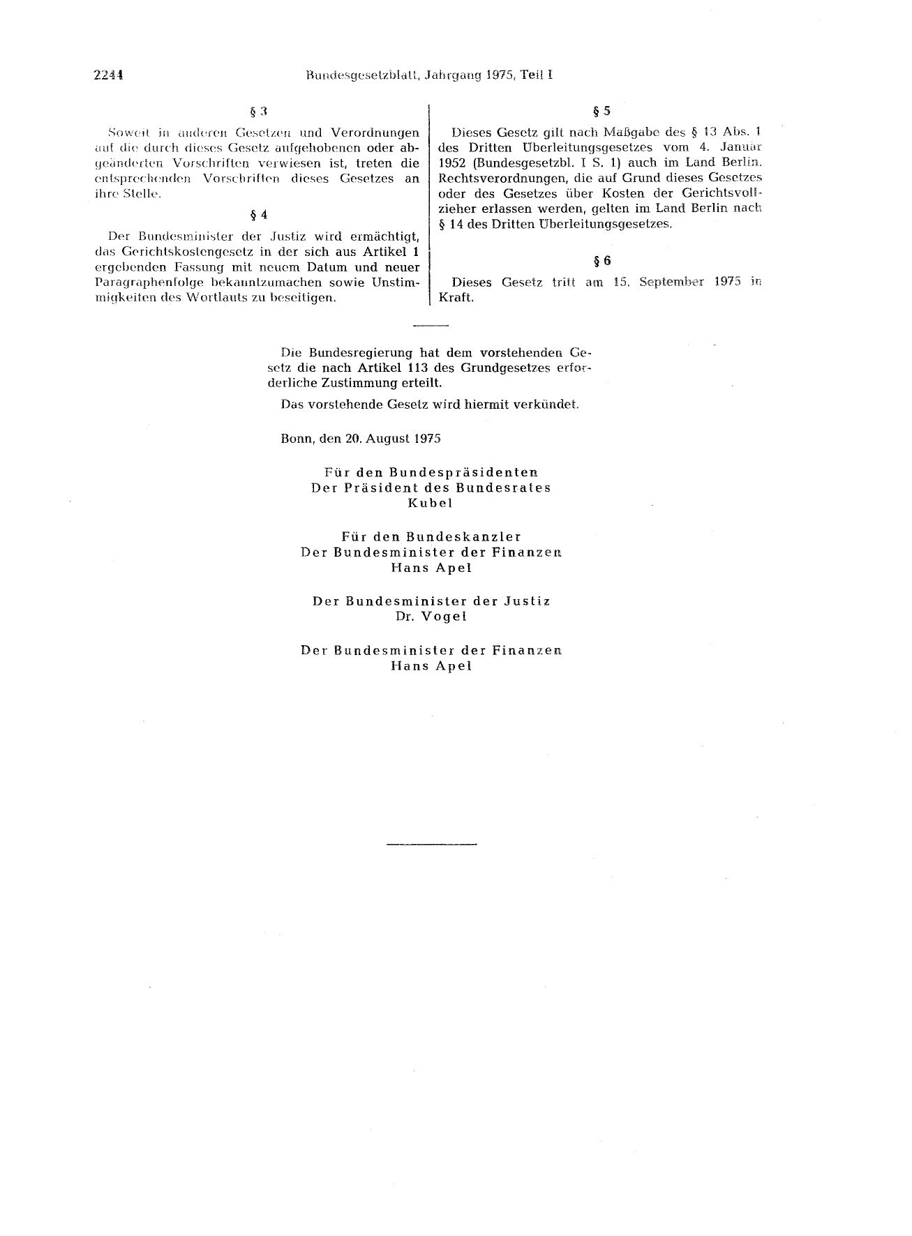 BGBl. 1975, Seite 2244 — Originalseite als Abbildung