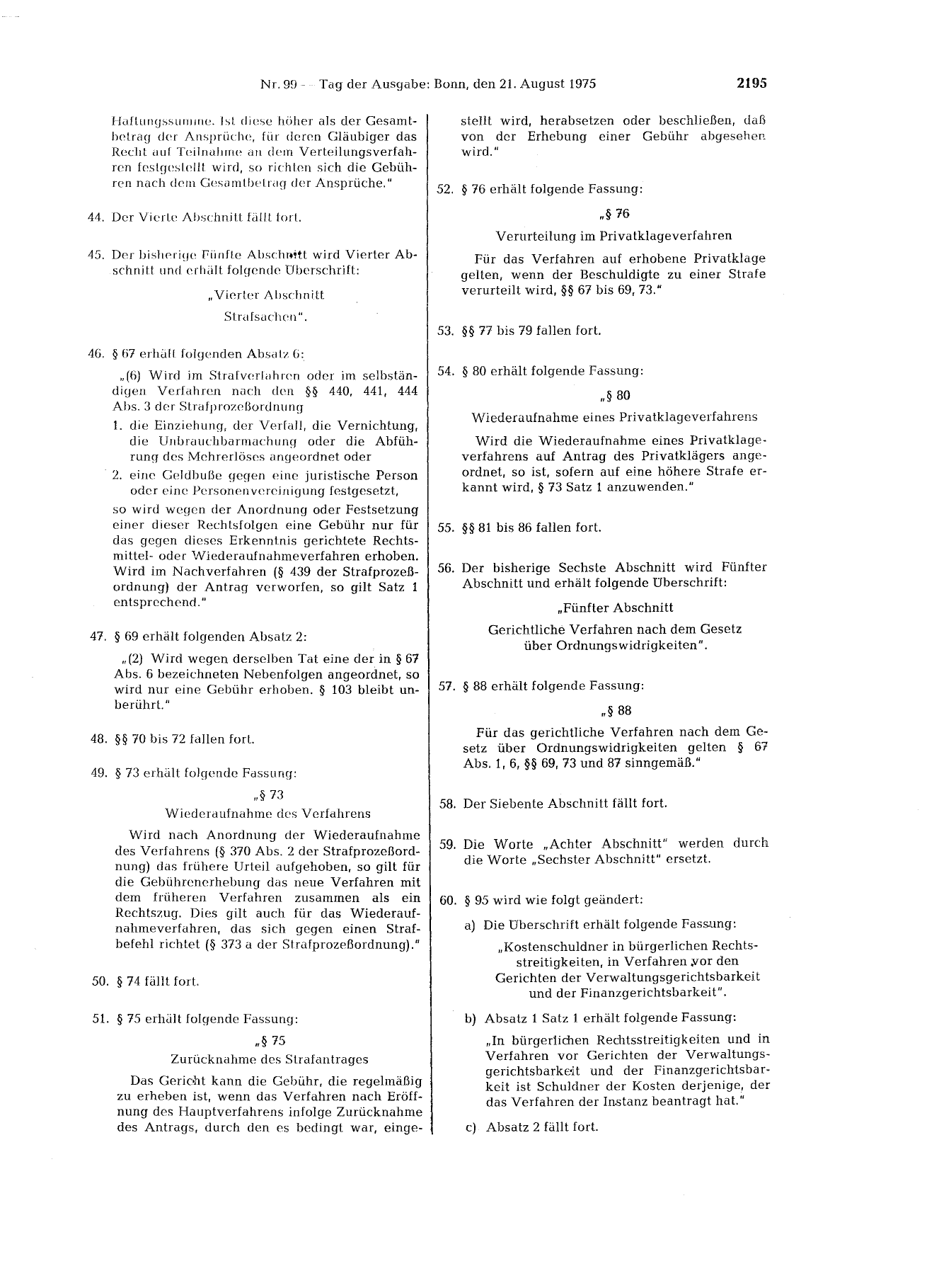 BGBl. 1975, Seite 2195 — Originalseite als Abbildung