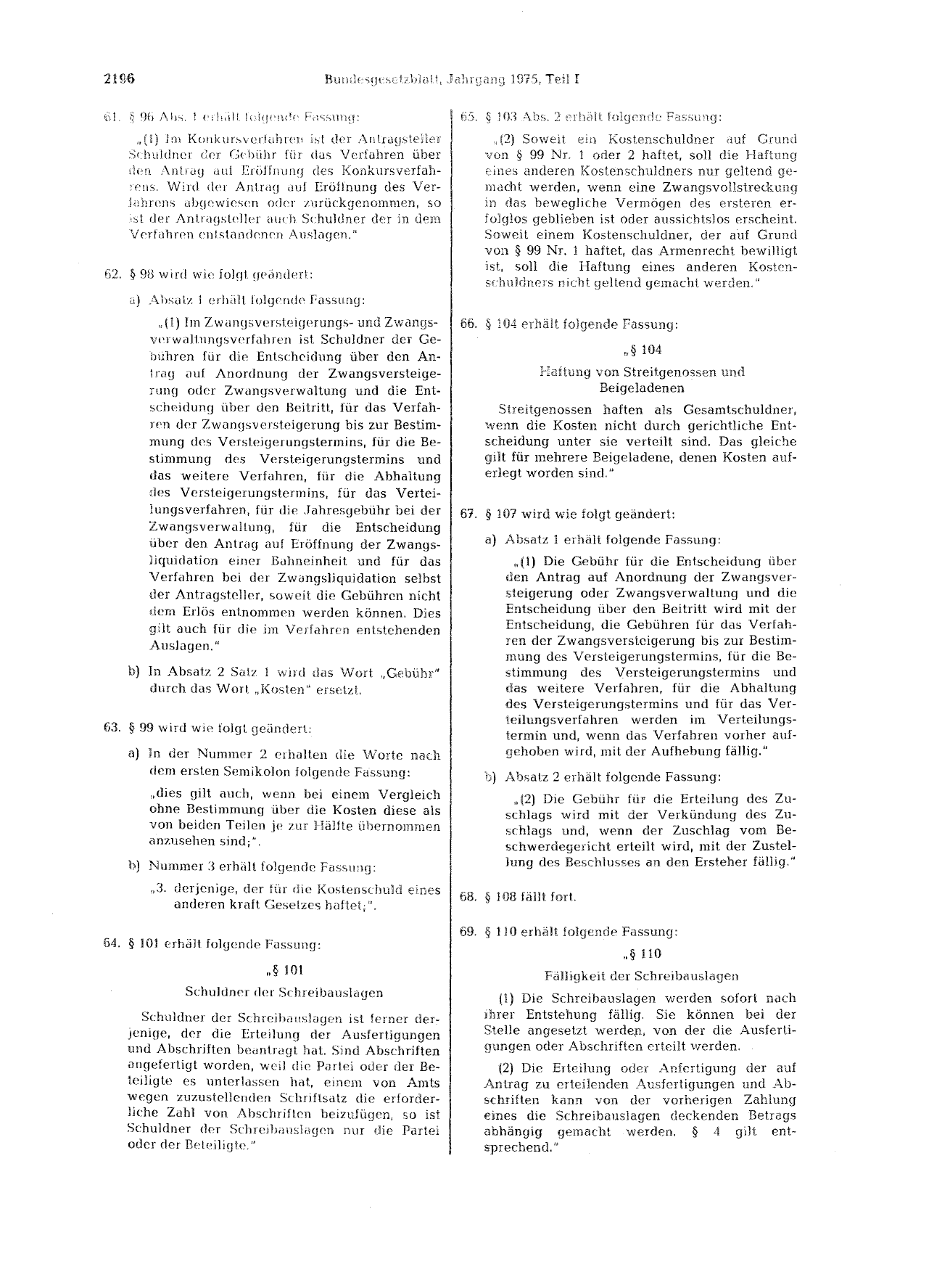 BGBl. 1975, Seite 2196 — Originalseite als Abbildung