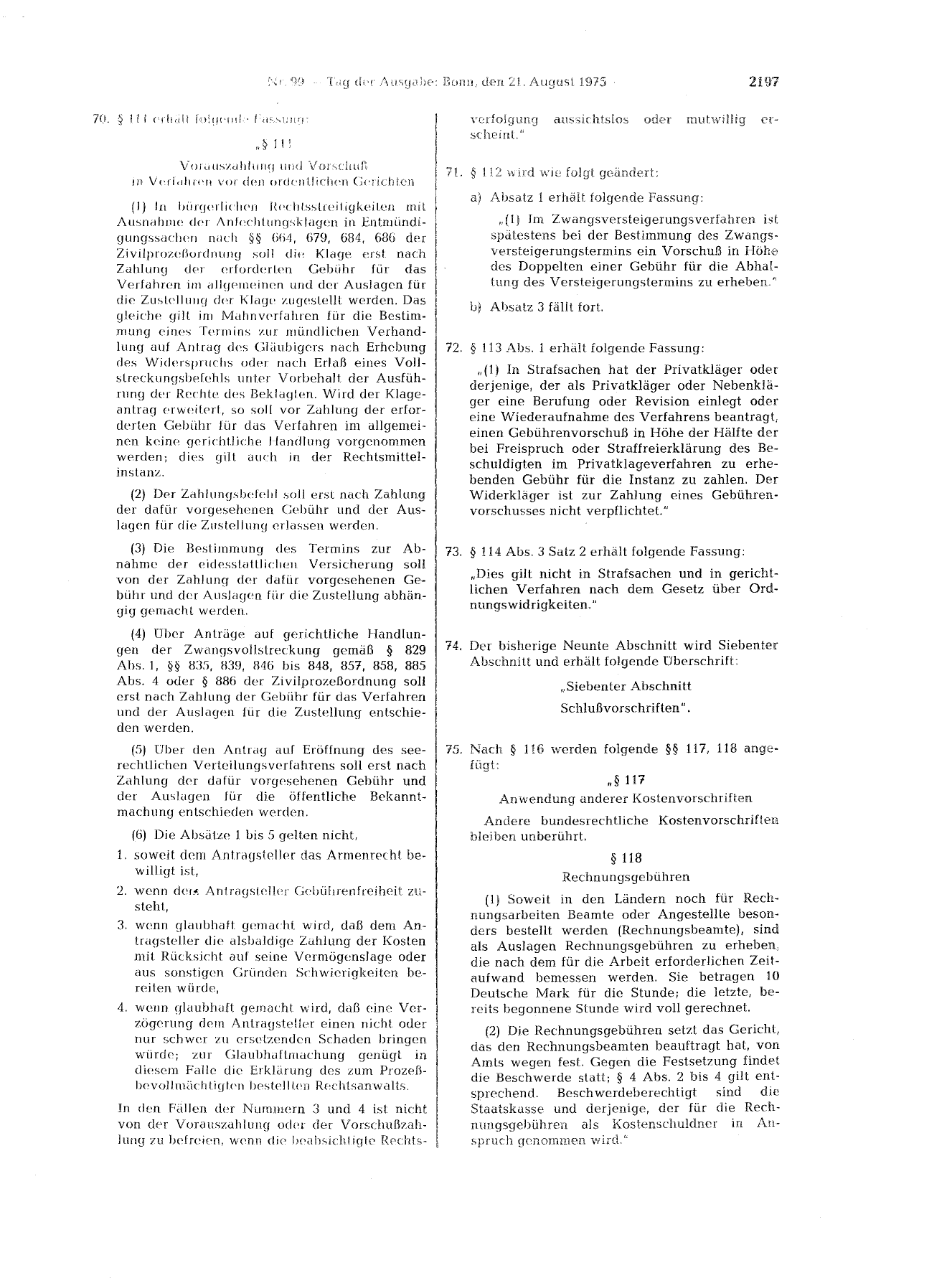 BGBl. 1975, Seite 2197 — Originalseite als Abbildung