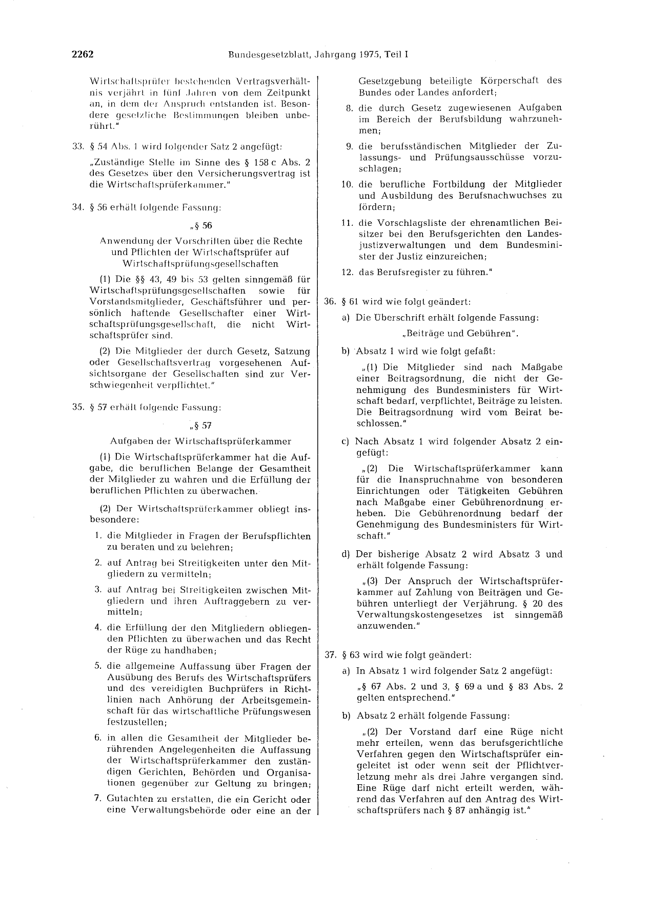 BGBl. 1975, Seite 2262 — Originalseite als Abbildung