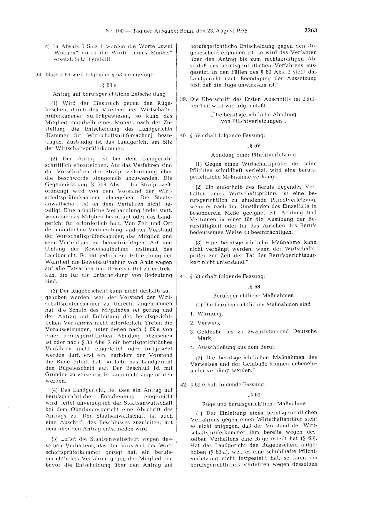 BGBl. 1975, Seite 2263 — Originalseite als Abbildung