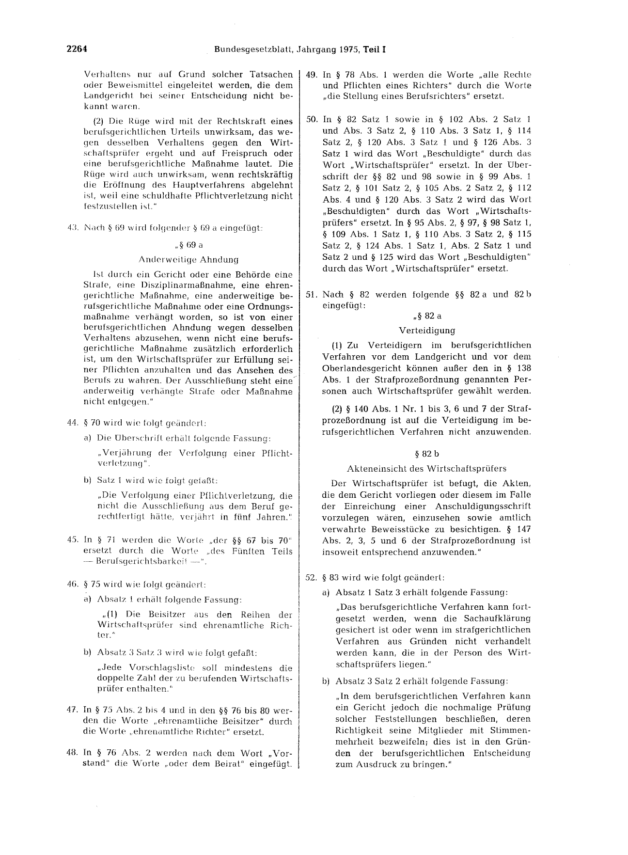 BGBl. 1975, Seite 2264 — Originalseite als Abbildung