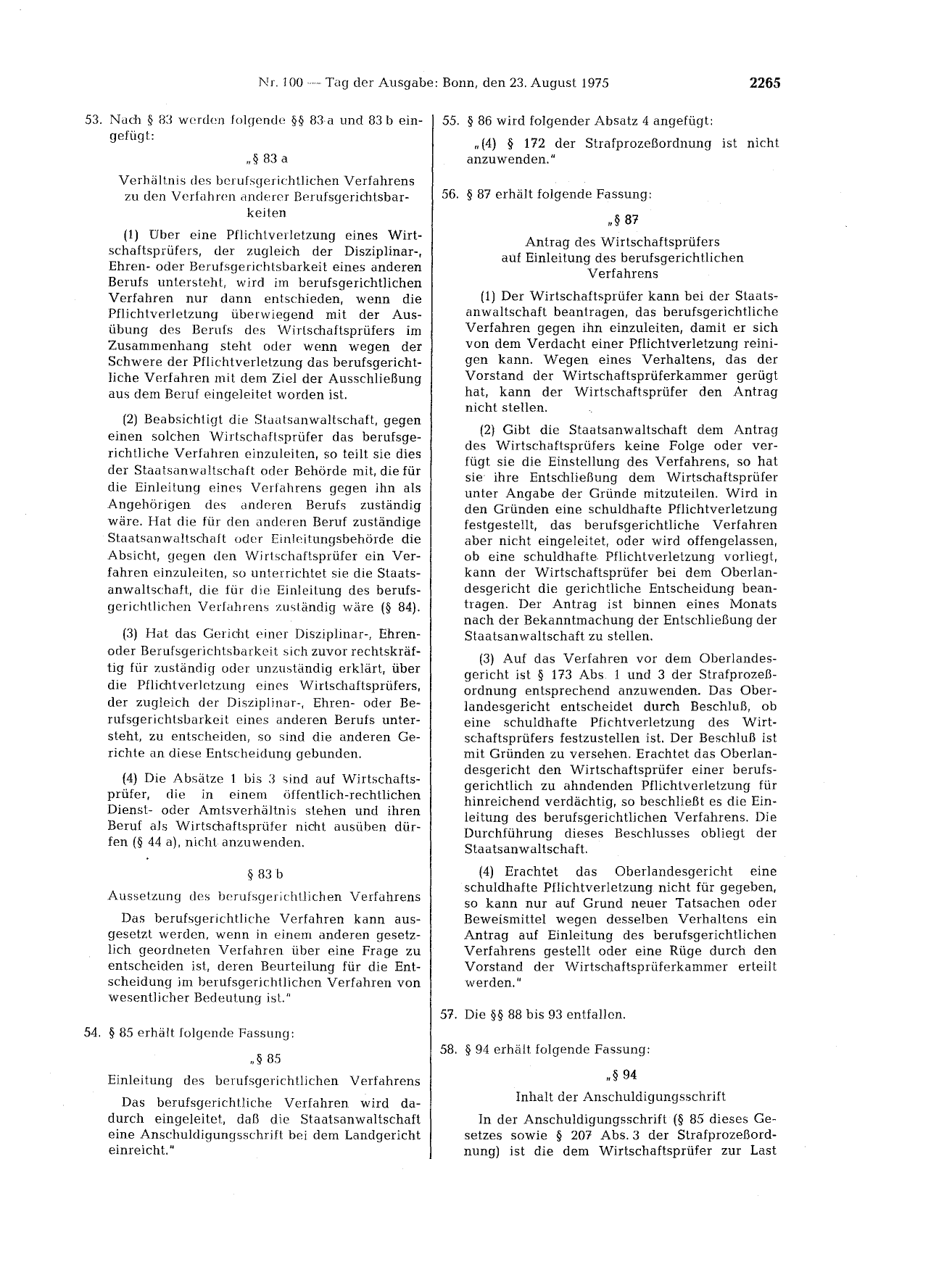 BGBl. 1975, Seite 2265 — Originalseite als Abbildung