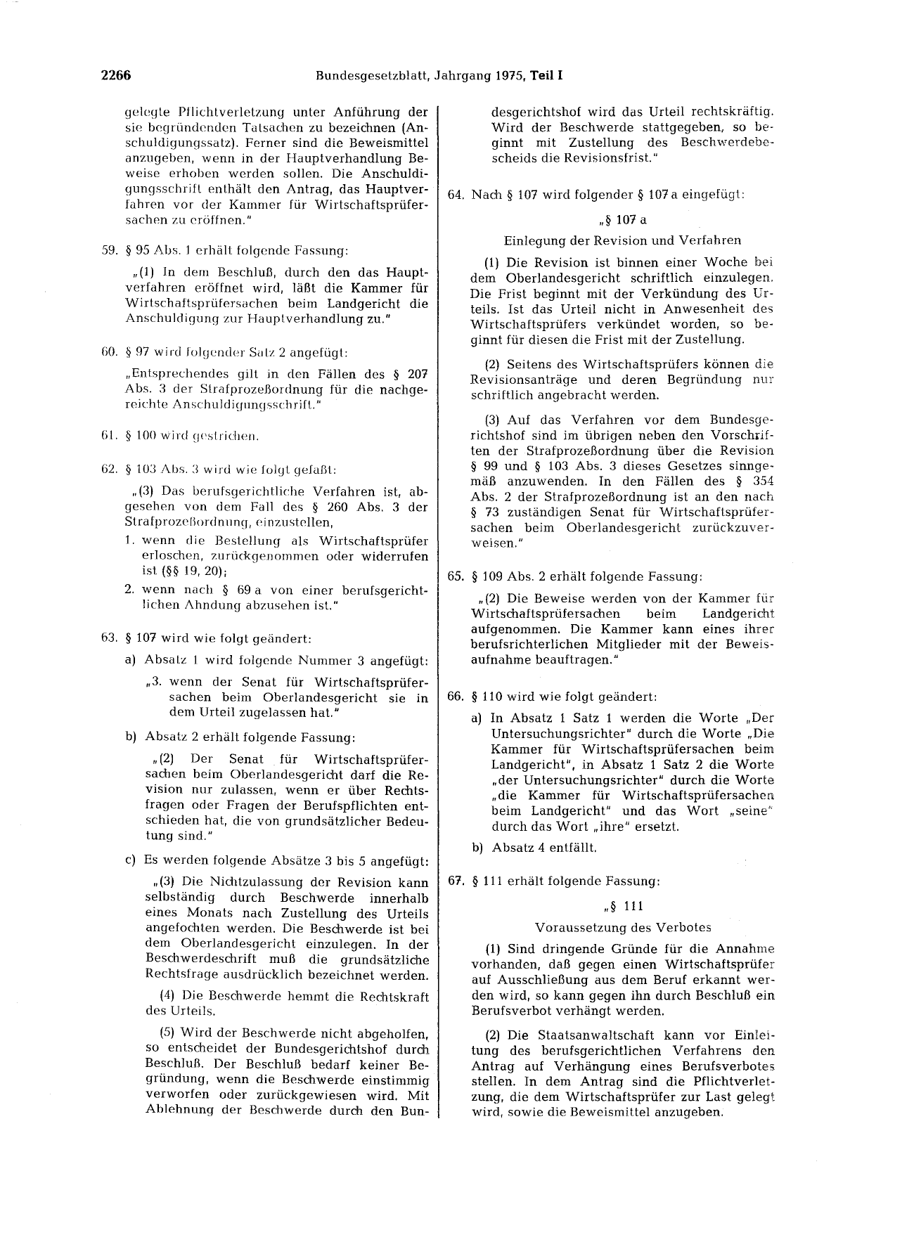 BGBl. 1975, Seite 2266 — Originalseite als Abbildung