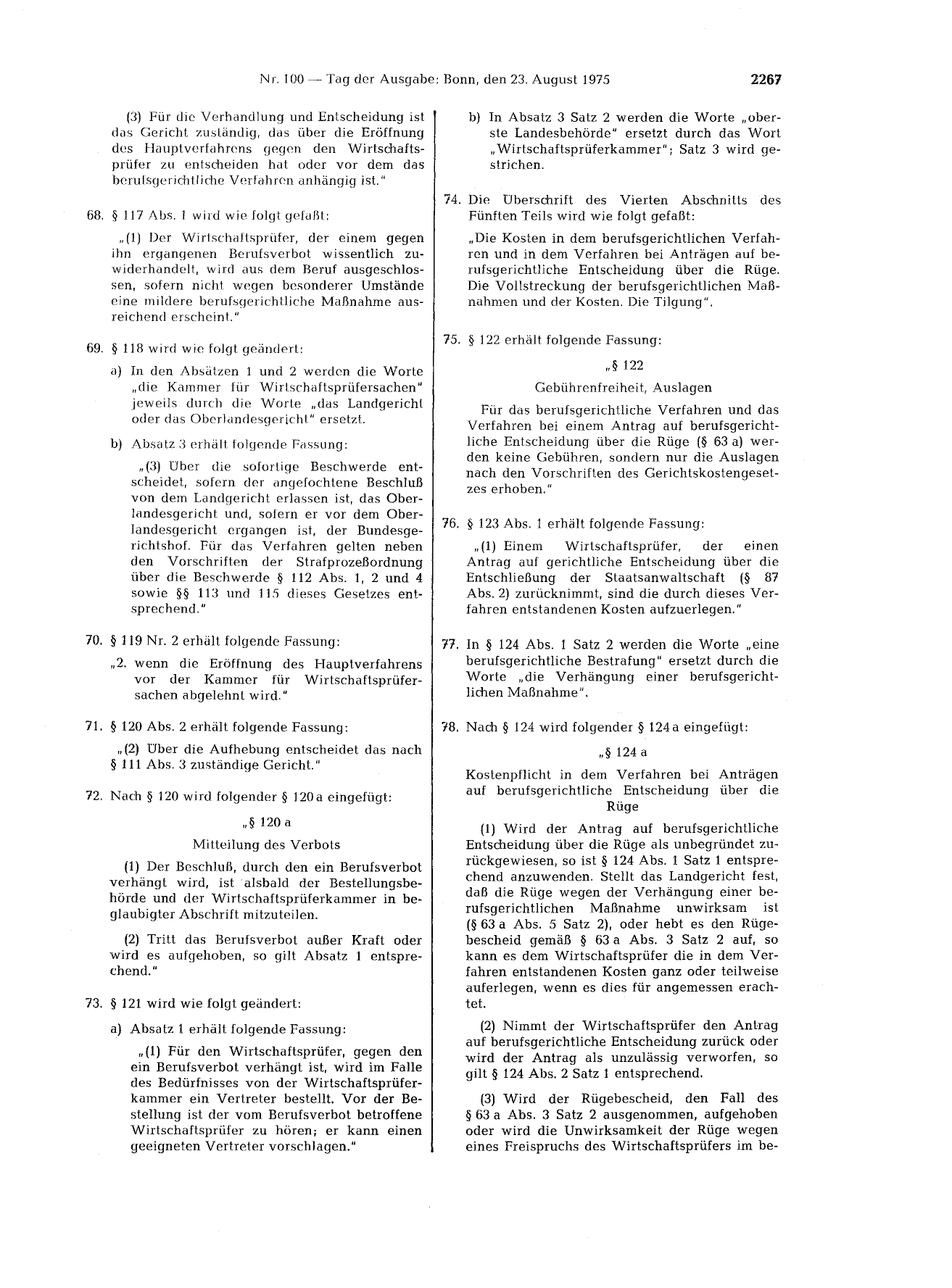 BGBl. 1975, Seite 2267 — Originalseite als Abbildung