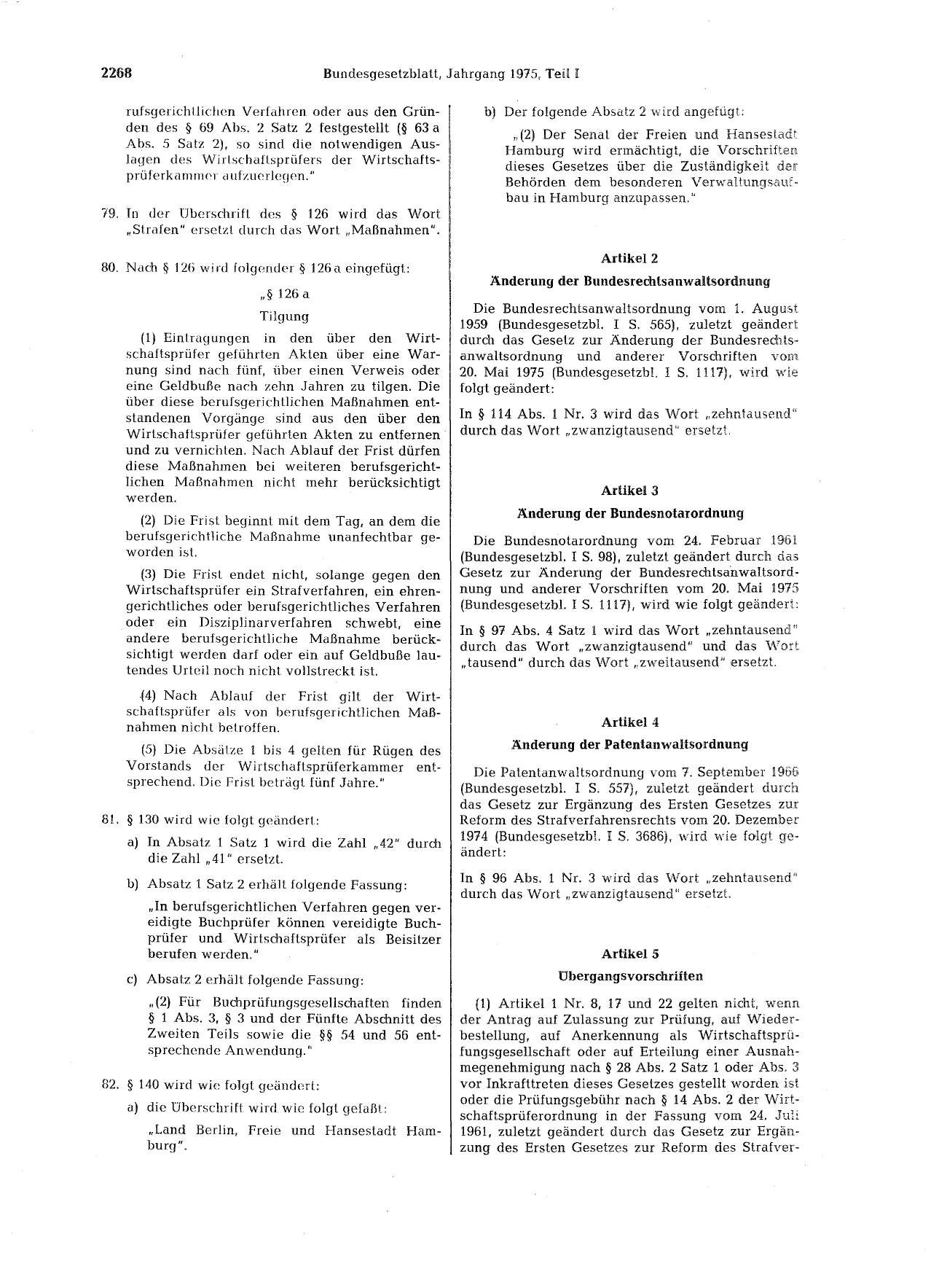 BGBl. 1975, Seite 2268 — Originalseite als Abbildung