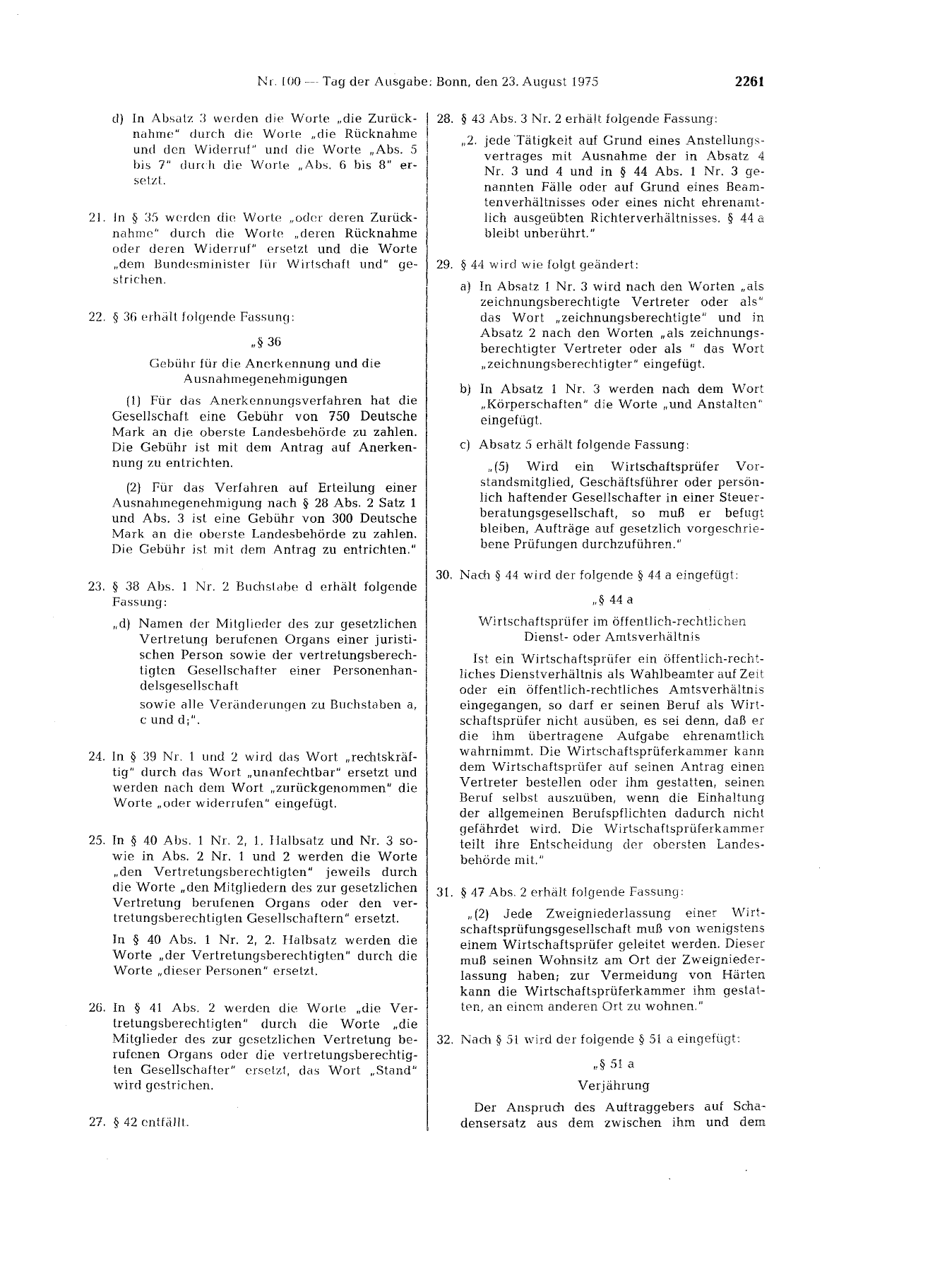 BGBl. 1975, Seite 2261 — Originalseite als Abbildung