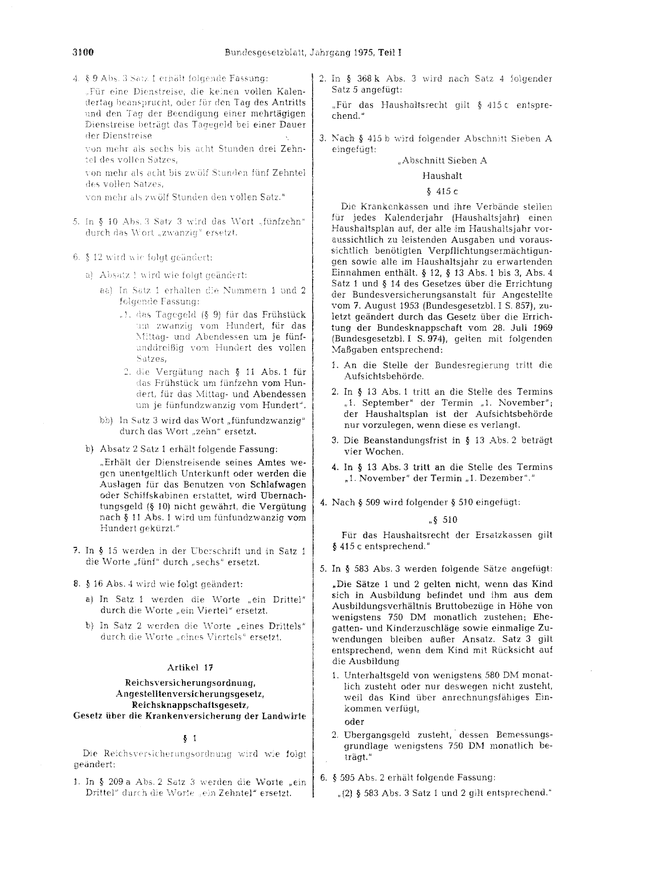 BGBl. 1975, Seite 3100 — Originalseite als Abbildung