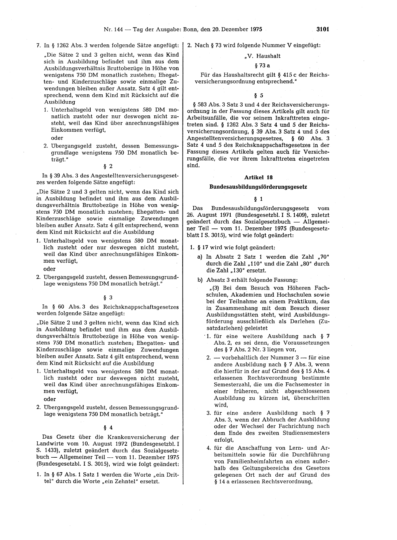 BGBl. 1975, Seite 3101 — Originalseite als Abbildung